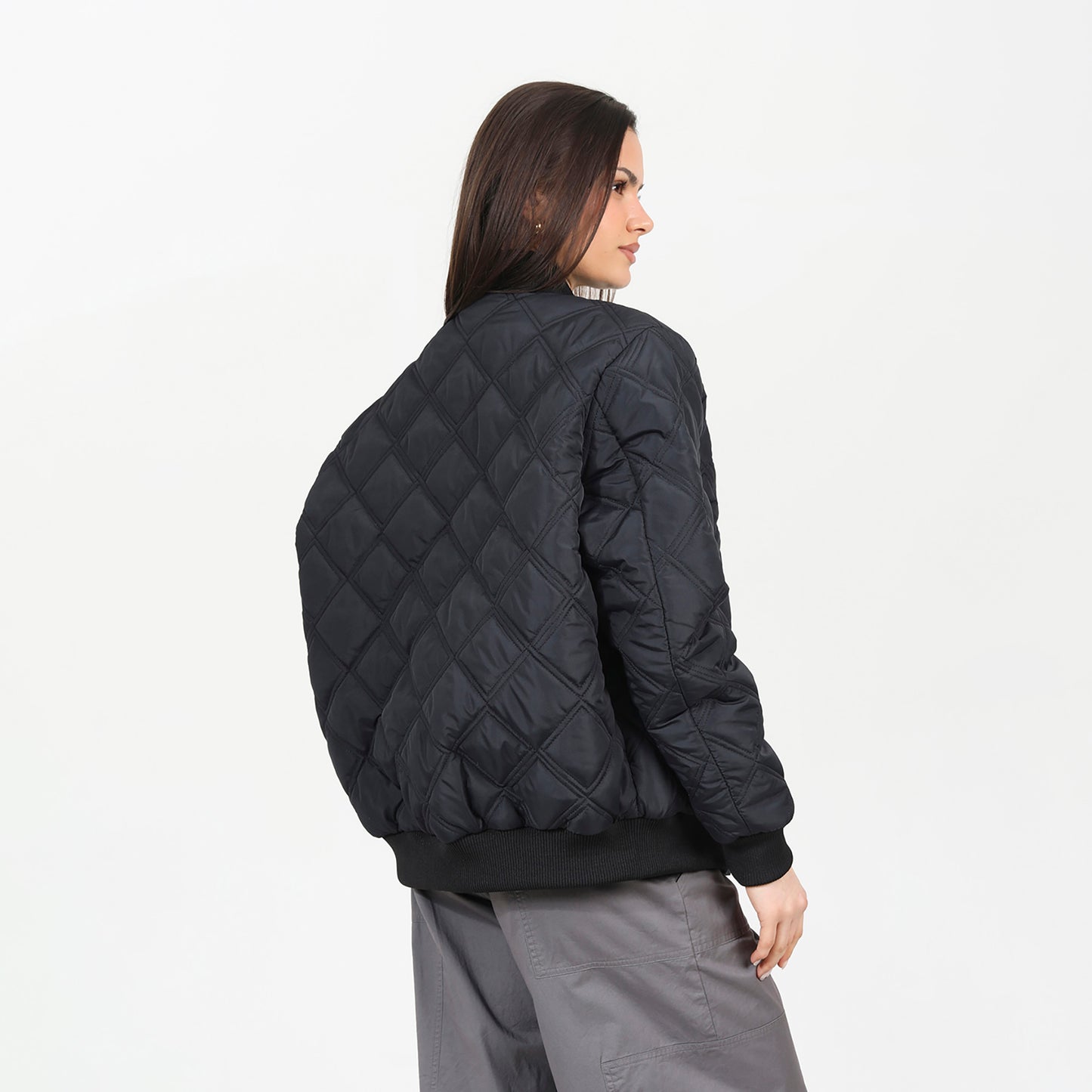 Brave Soul Black Quilted Bomber Jacket - Black Image 2