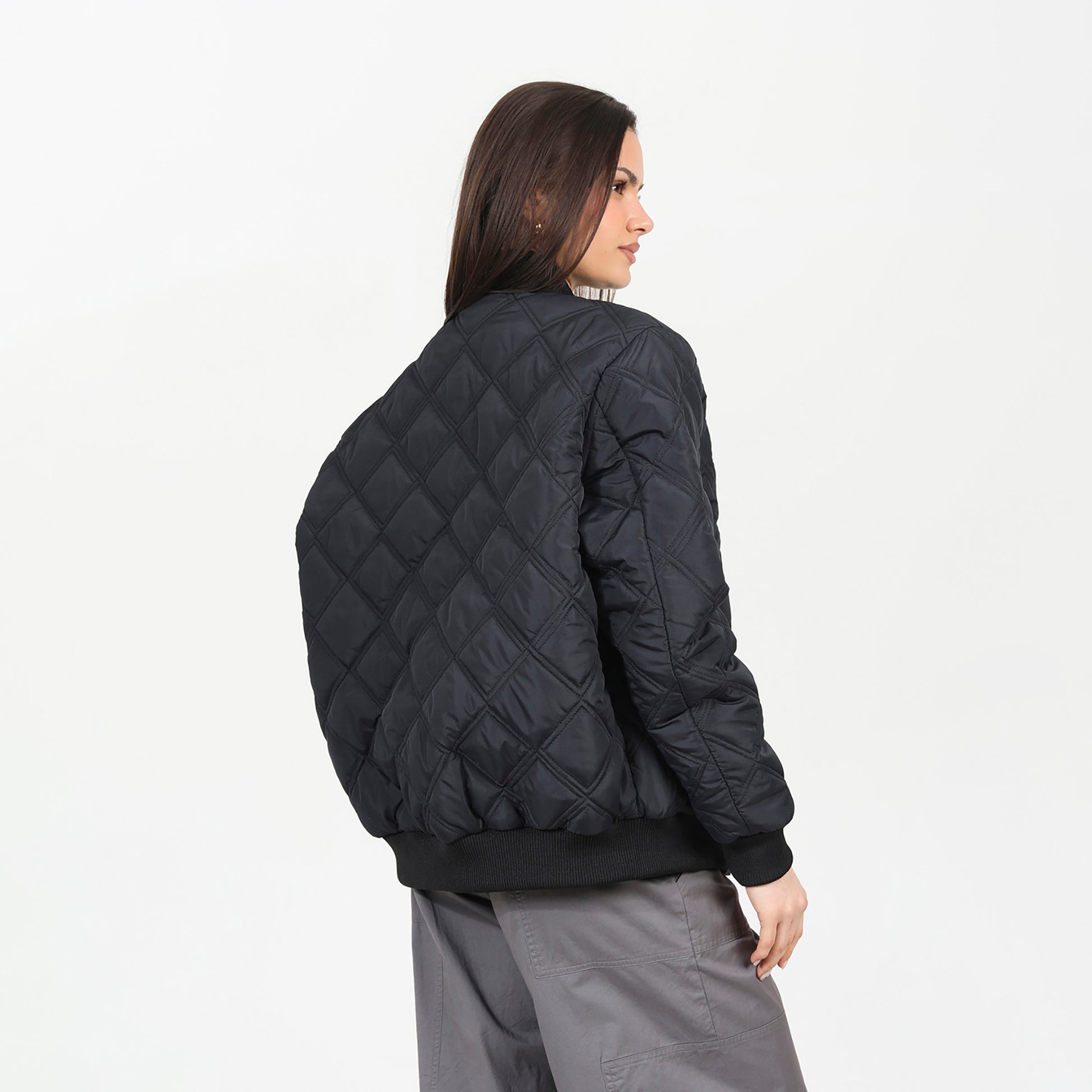 Brave Soul Black Quilted Bomber Jacket - Black Image 2