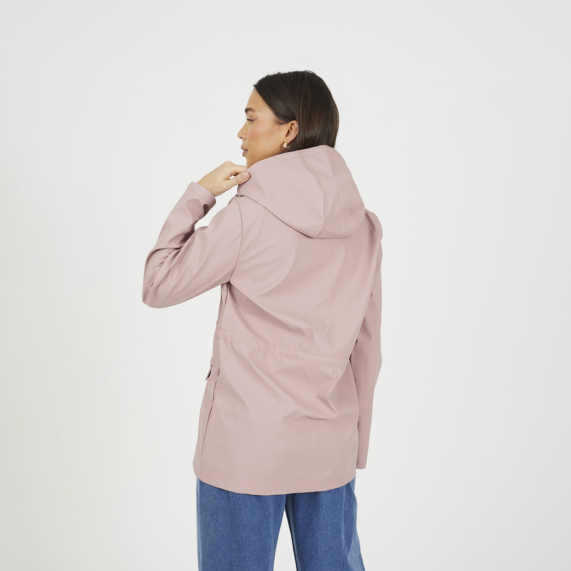 Brave Soul Pale Pink Hooded Rain Mac - Pale Pink Image 2