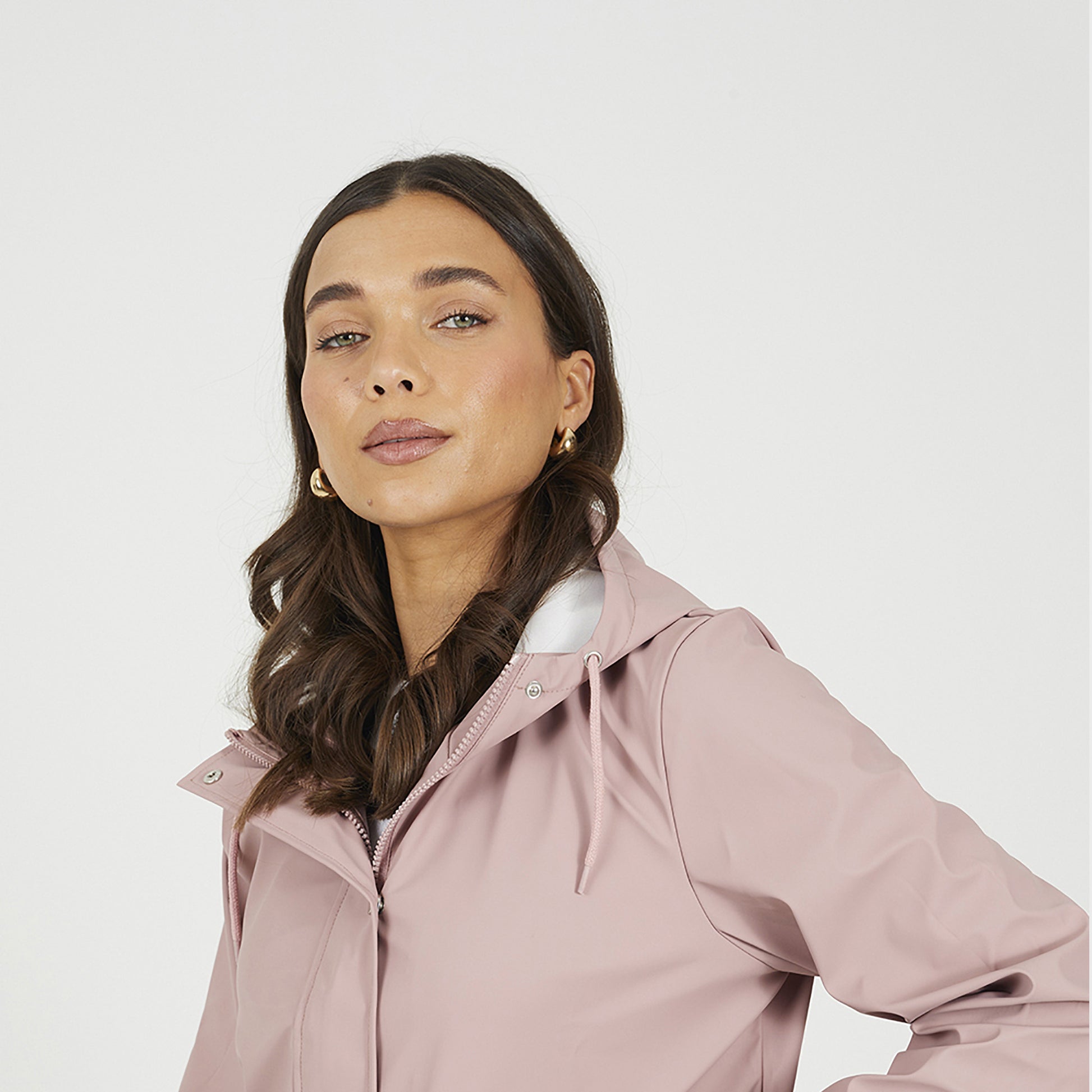 Brave Soul Pale Pink Hooded Rain Mac - Pale Pink Image 4