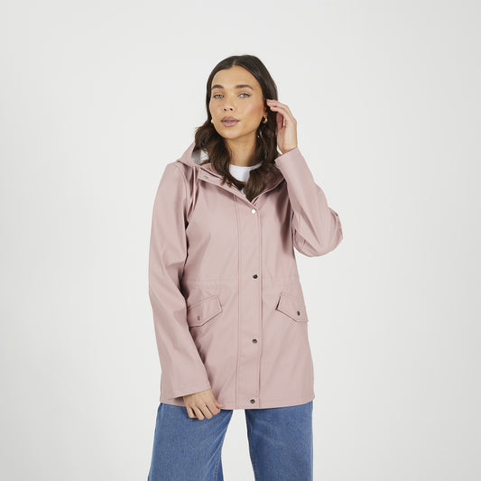 Brave Soul Pale Pink Hooded Rain Mac - Pale Pink Image 1