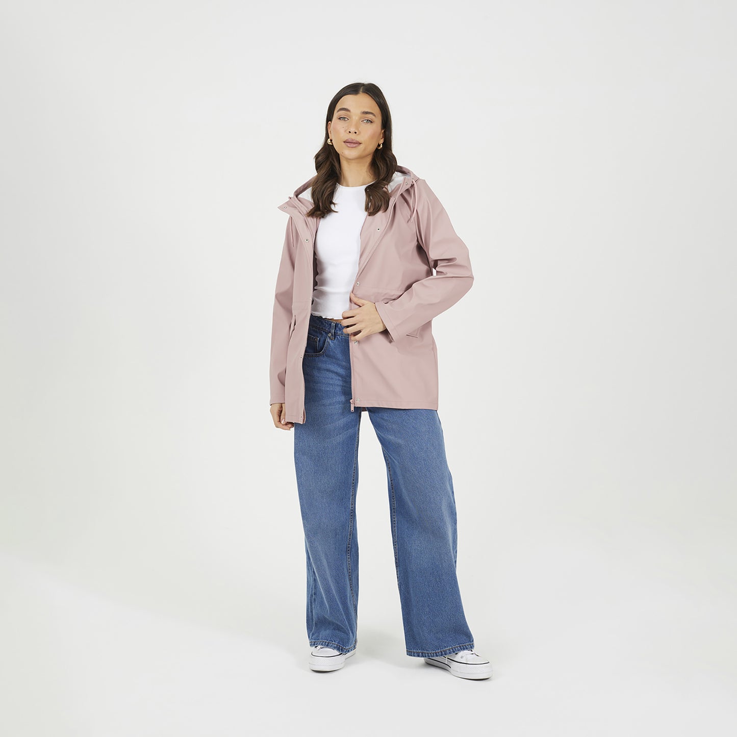 Brave Soul Pale Pink Hooded Rain Mac - Pale Pink Image 3