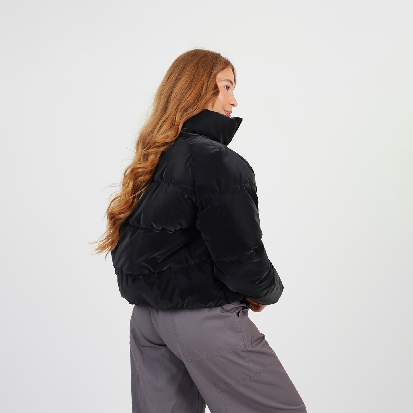 Brave Soul Black Faux Sharkskin Puffer Jacket - Black Image 2