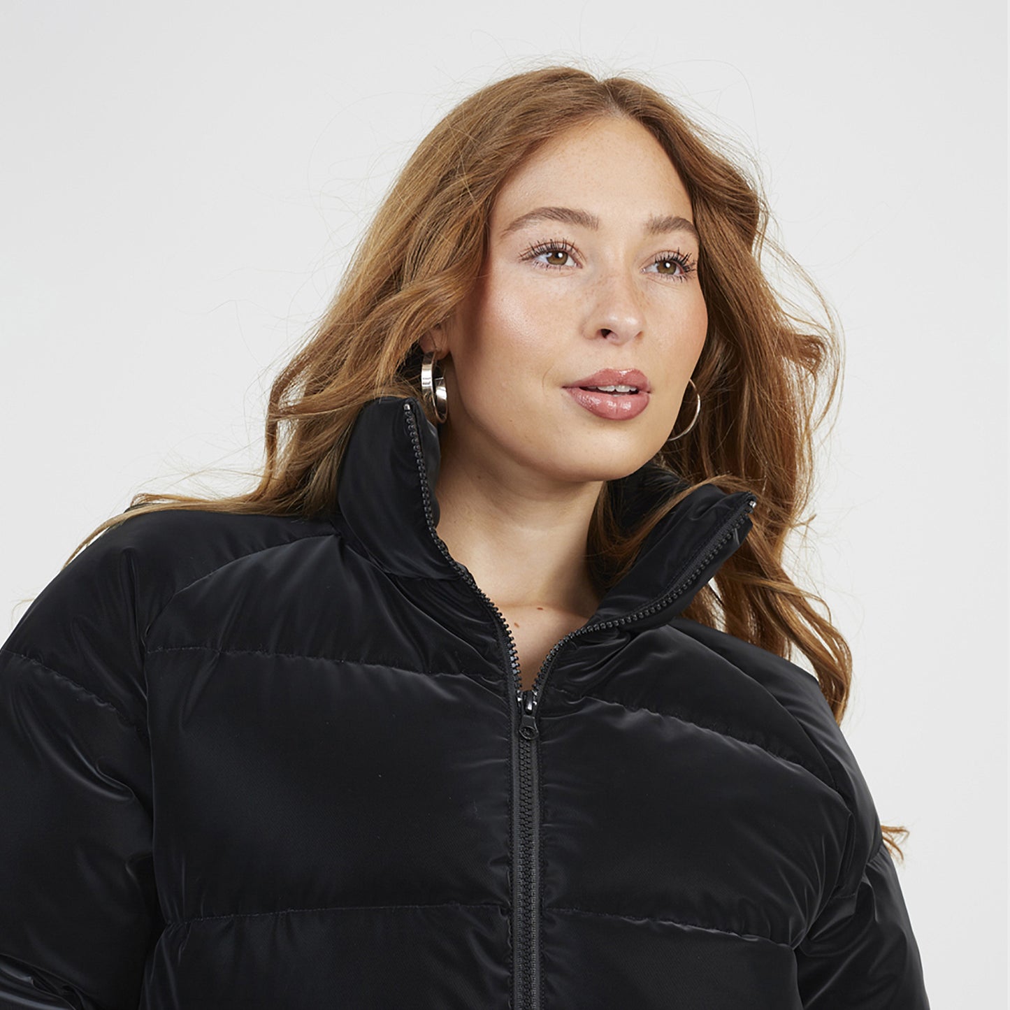 Brave Soul Black Faux Sharkskin Puffer Jacket - Black Image 4