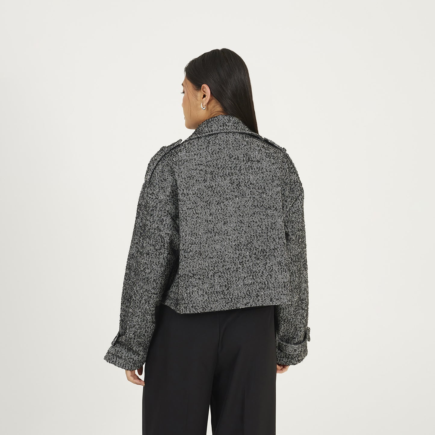 Brave Soul Black Faux Wool Double Breasted Jacket - Black Image 2