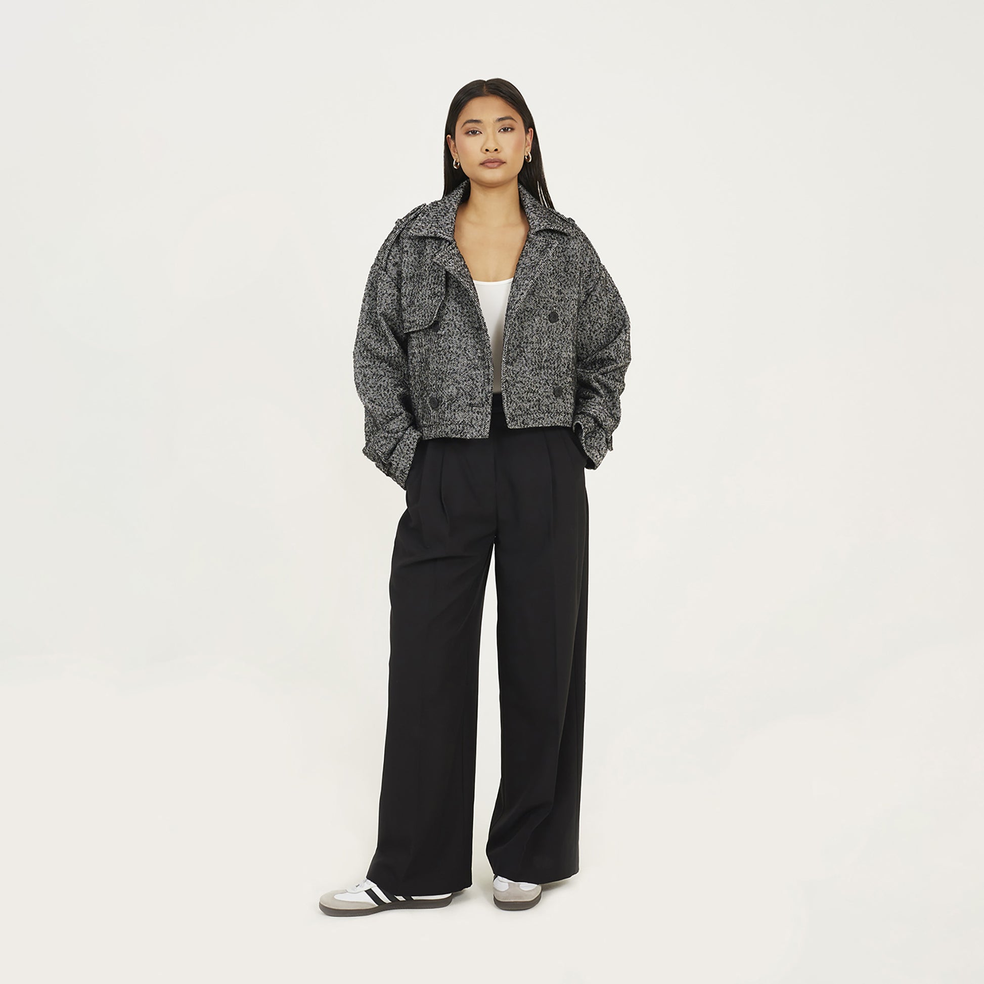 Brave Soul Black Faux Wool Double Breasted Jacket - Black Image 3