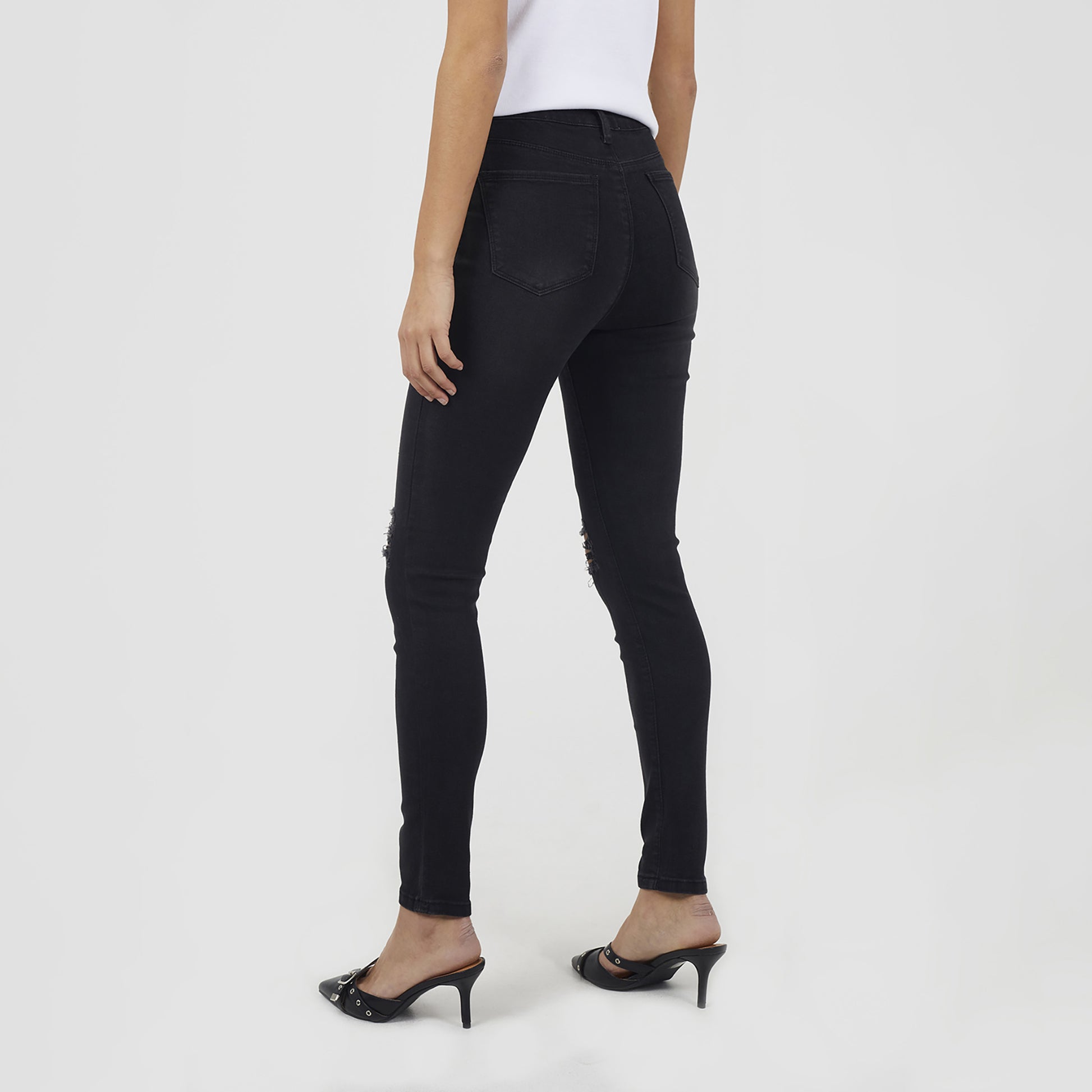 Brave Soul Black Ripped Skinny Jeans - Black Image 2