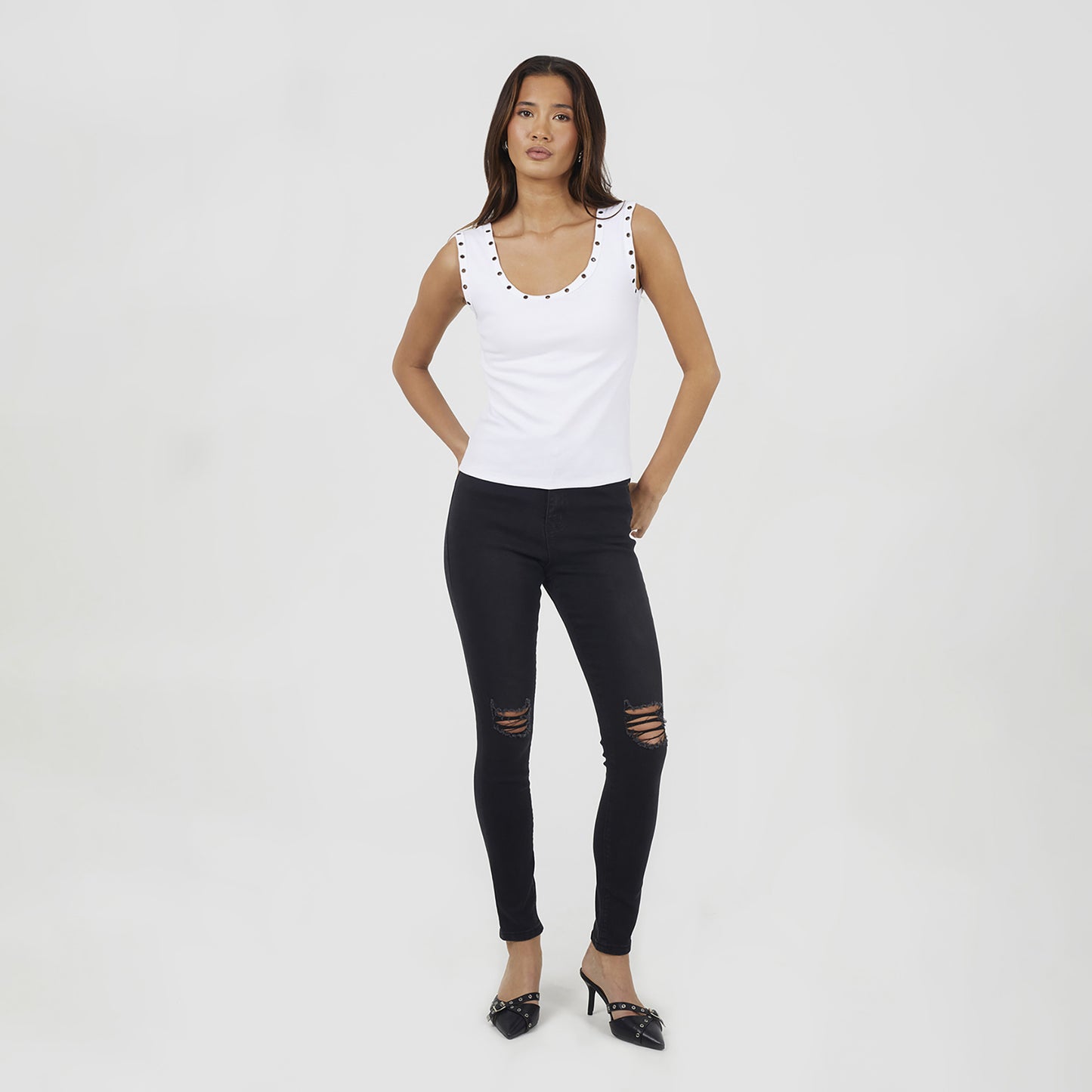 Brave Soul Black Ripped Skinny Jeans - Black Image 3