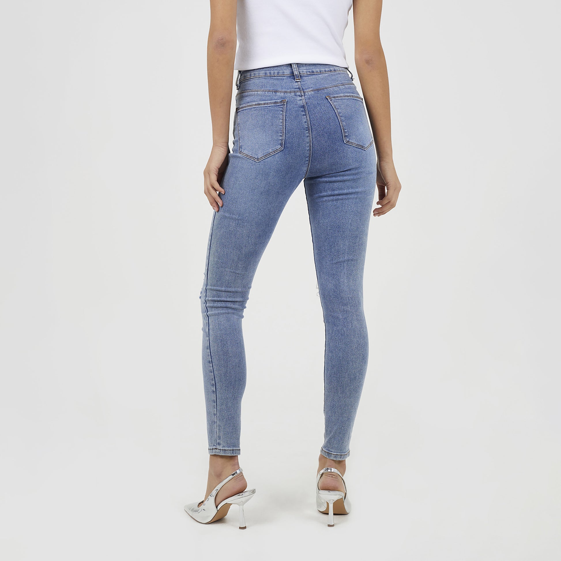 Brave Soul Indigo Ripped Skinny Jeans - Indigo Image 2
