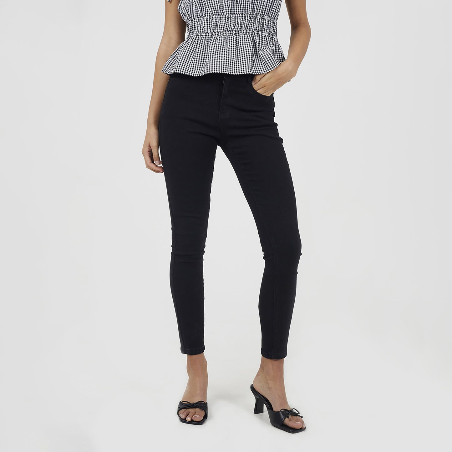 Brave Soul Black High Waist Skinny Jeans With Stretch - Black Image 1