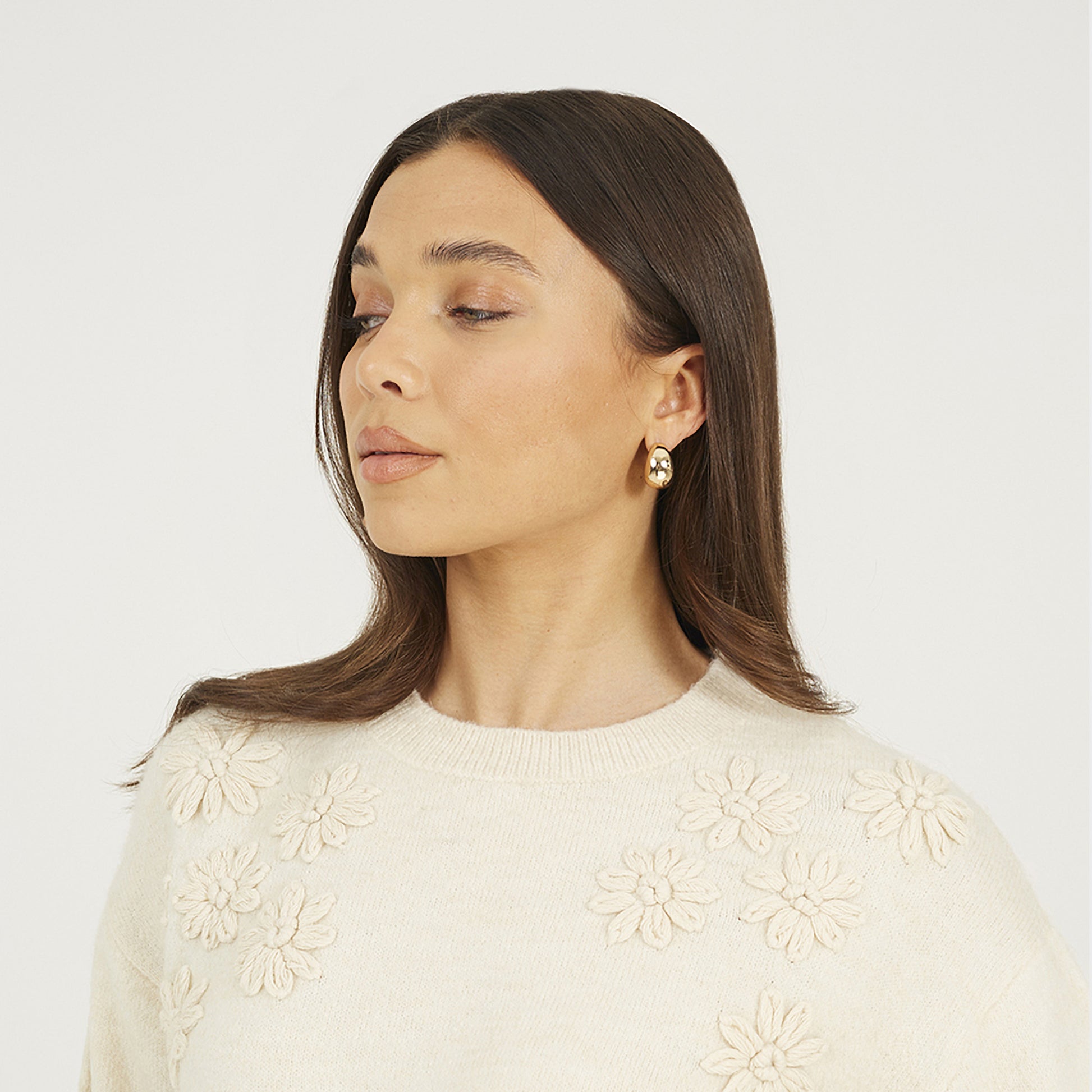 Brave Soul Stone Floral Embroidery Jumper - Stone Image 4