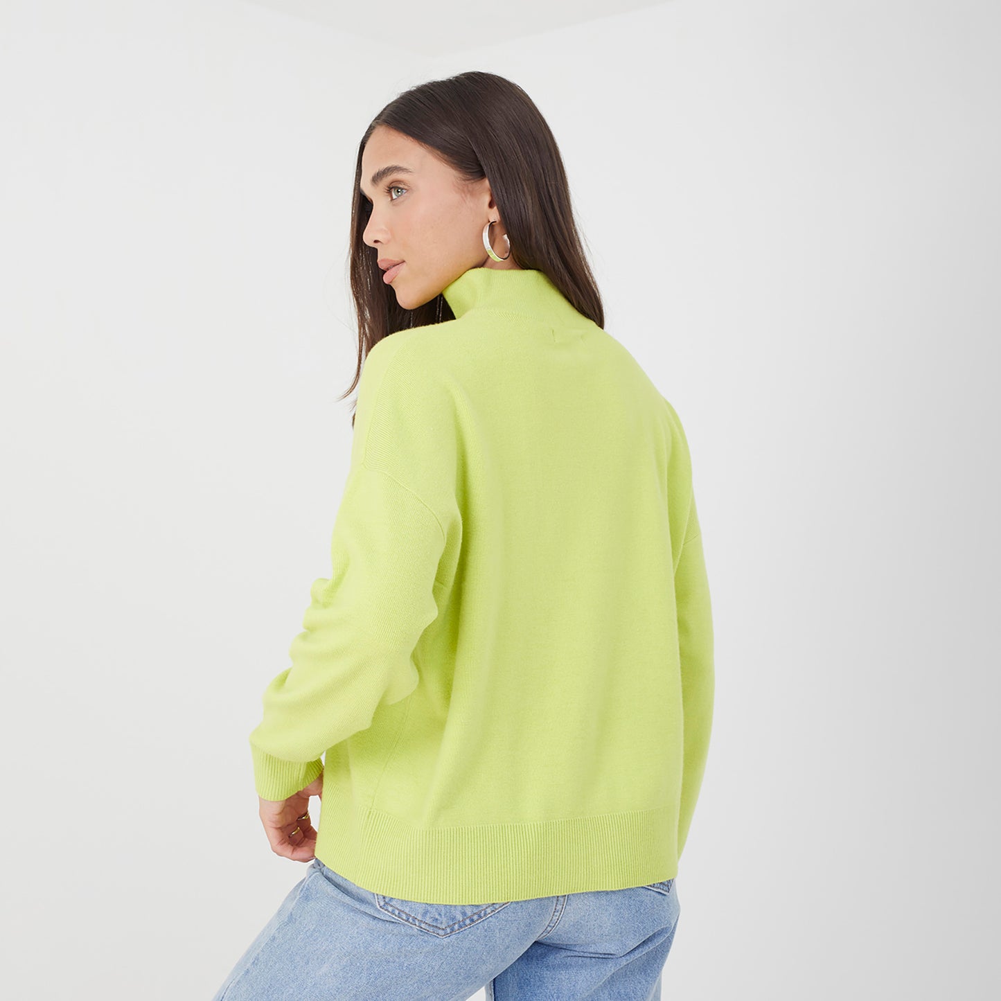 Brave Soul Lime 1/2 Zip Knitted Jumper - Lime Image 2