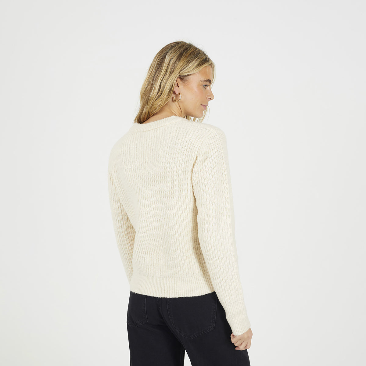 Brave Soul Cream Crew Neck Jumper With Jewel Bow Detail - Cream Image 2