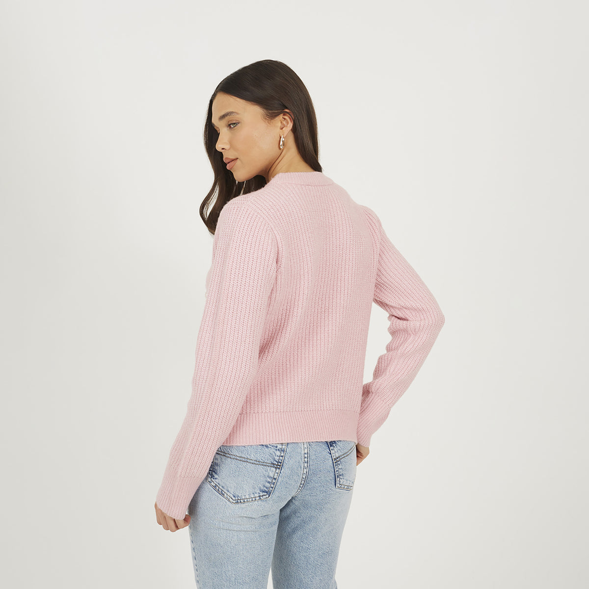 Brave Soul Pink Crew Neck Jumper With Jewel Bow Detail - Pink Image 2