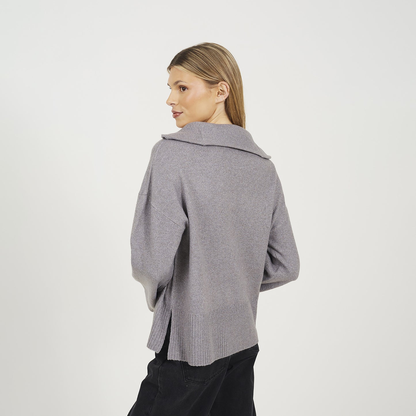 Brave Soul Grey Half Zip Knitted Jumper - Grey Image 2