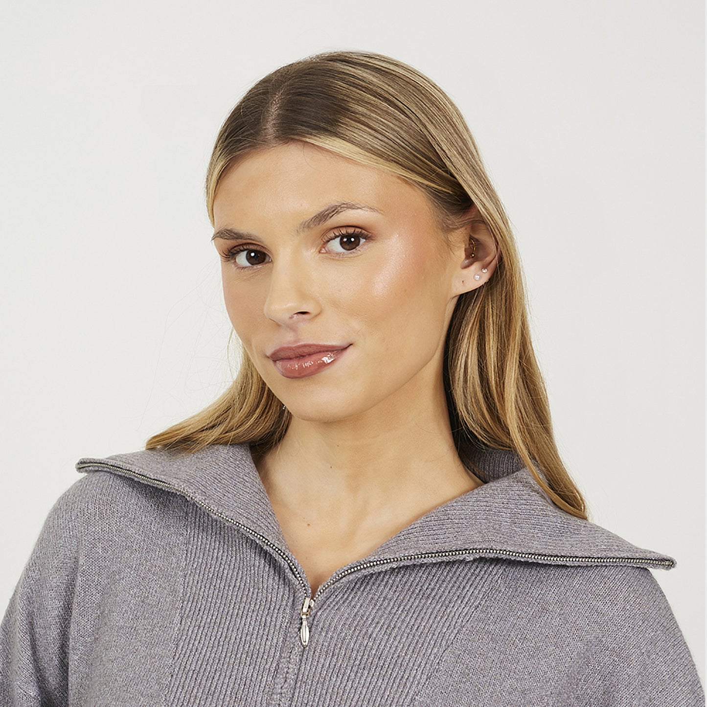 Brave Soul Grey Half Zip Knitted Jumper - Grey Image 4