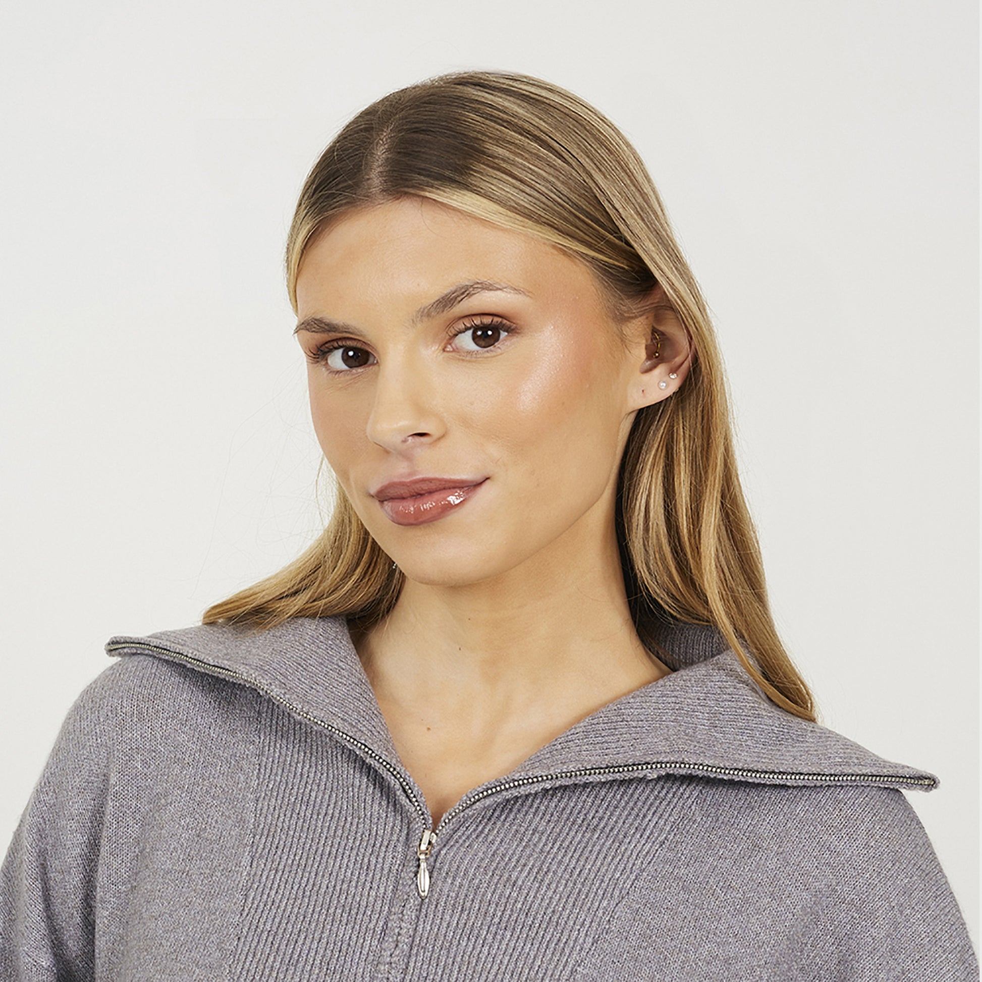 Brave Soul Grey Half Zip Knitted Jumper - Grey Image 4