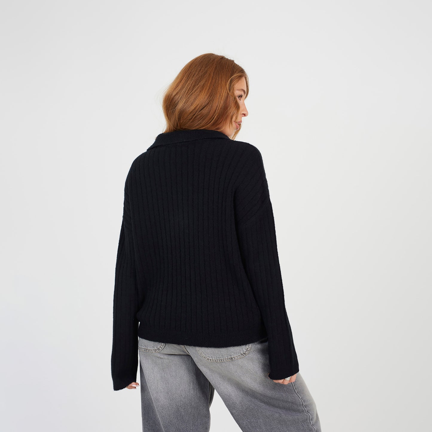 Brave Soul Black Ribbed Trophy Neck Knitted Jumper - Black Image 2
