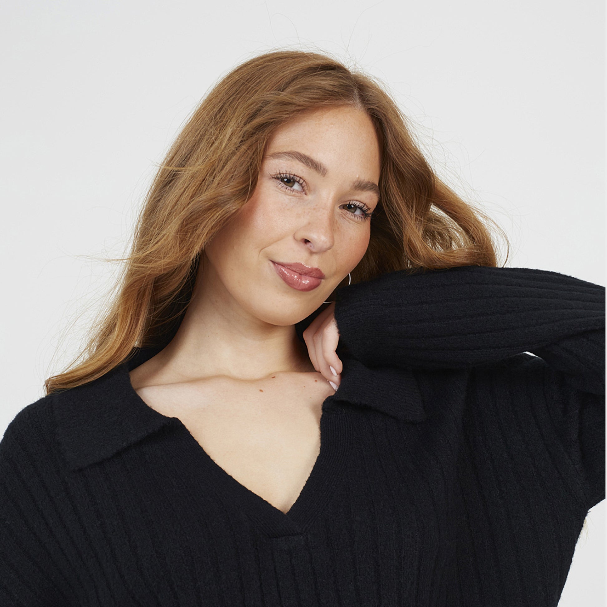 Brave Soul Black Ribbed Trophy Neck Knitted Jumper - Black Image 4
