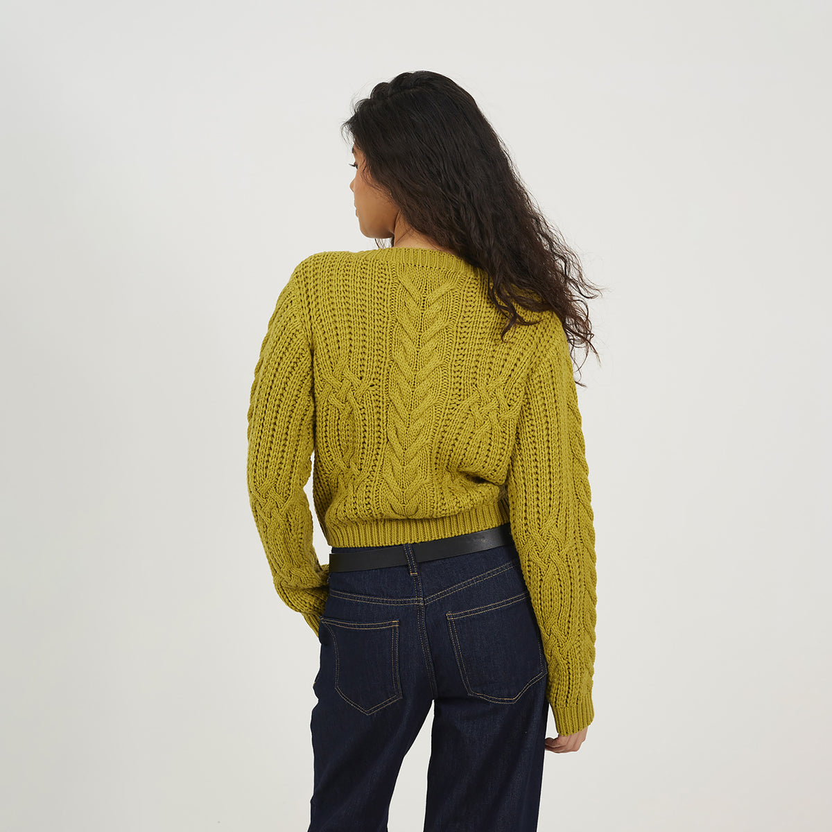 Brave Soul Green Crew Neck Cable Knit Jumper - Green Image 2