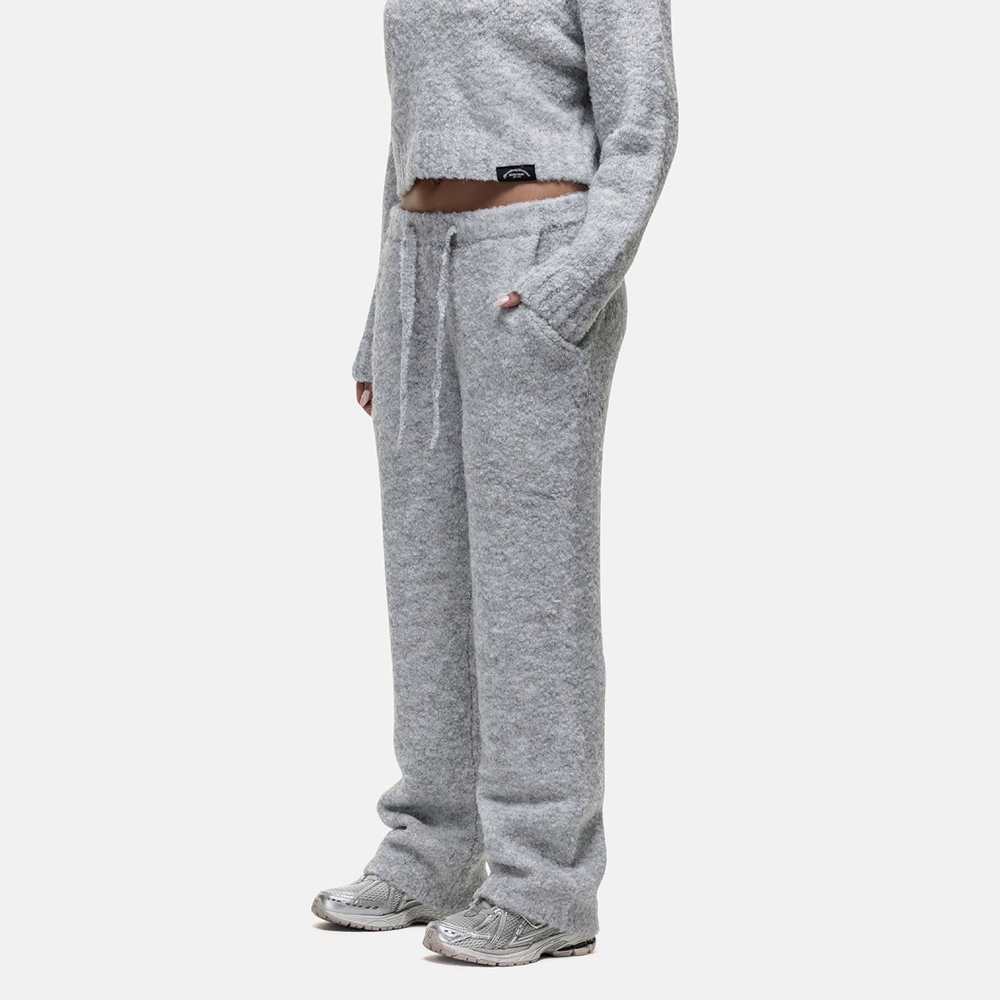Good For Nothing Grey Bouclé Knitted Joggers - Grey Image 2