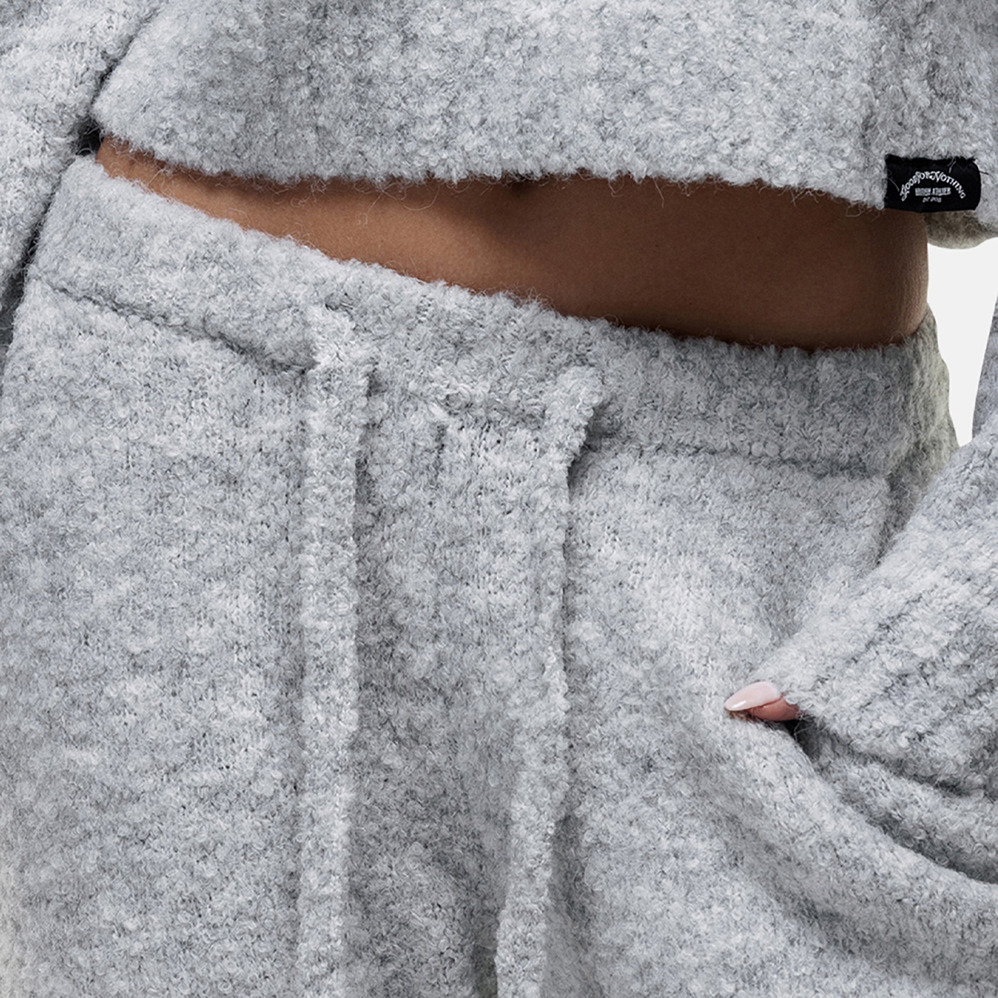 Good For Nothing Grey Bouclé Knitted Joggers - Grey Image 5