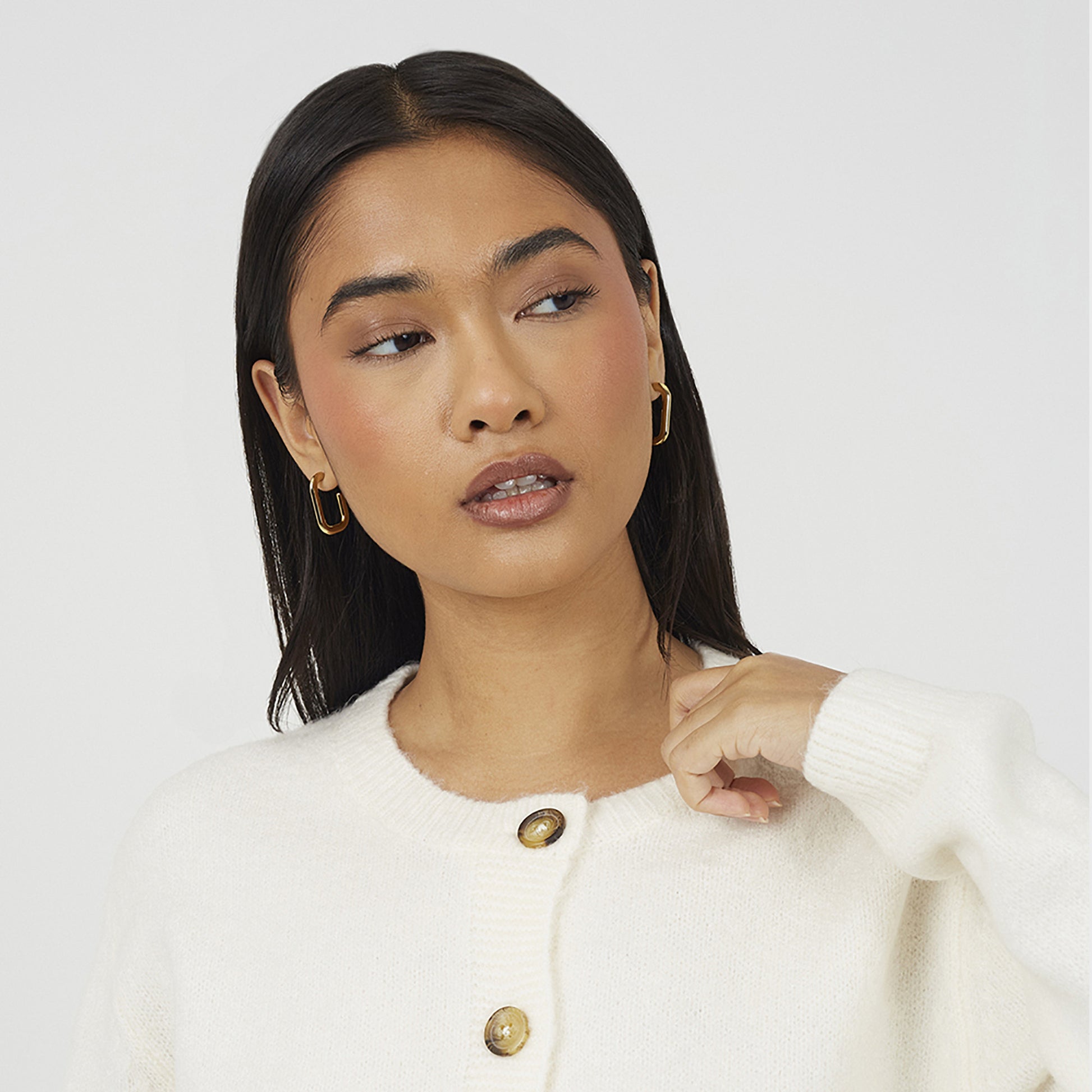 Brave Soul Off White Round Neck Jersey Knit Cardigan - Off White Image 4