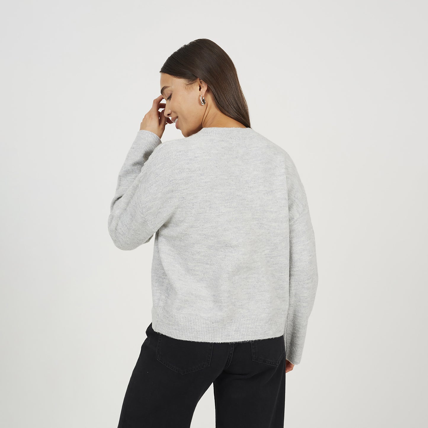 Brave Soul Light Grey Floral Embroidery V-Neck Cardigan - Light Grey Image 2