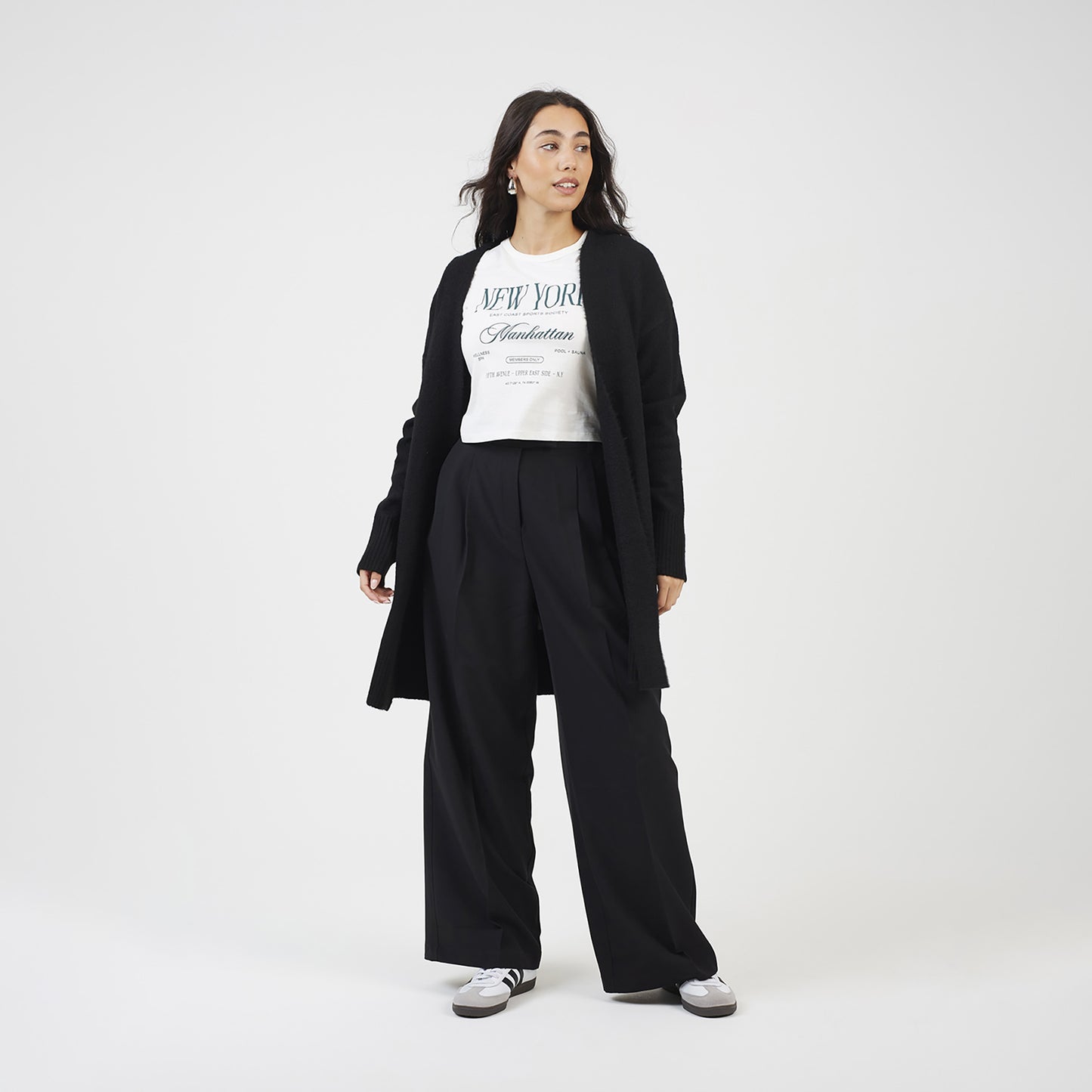 Brave Soul Black Longline Dropped Shoulder Cardigan - Black Image 3