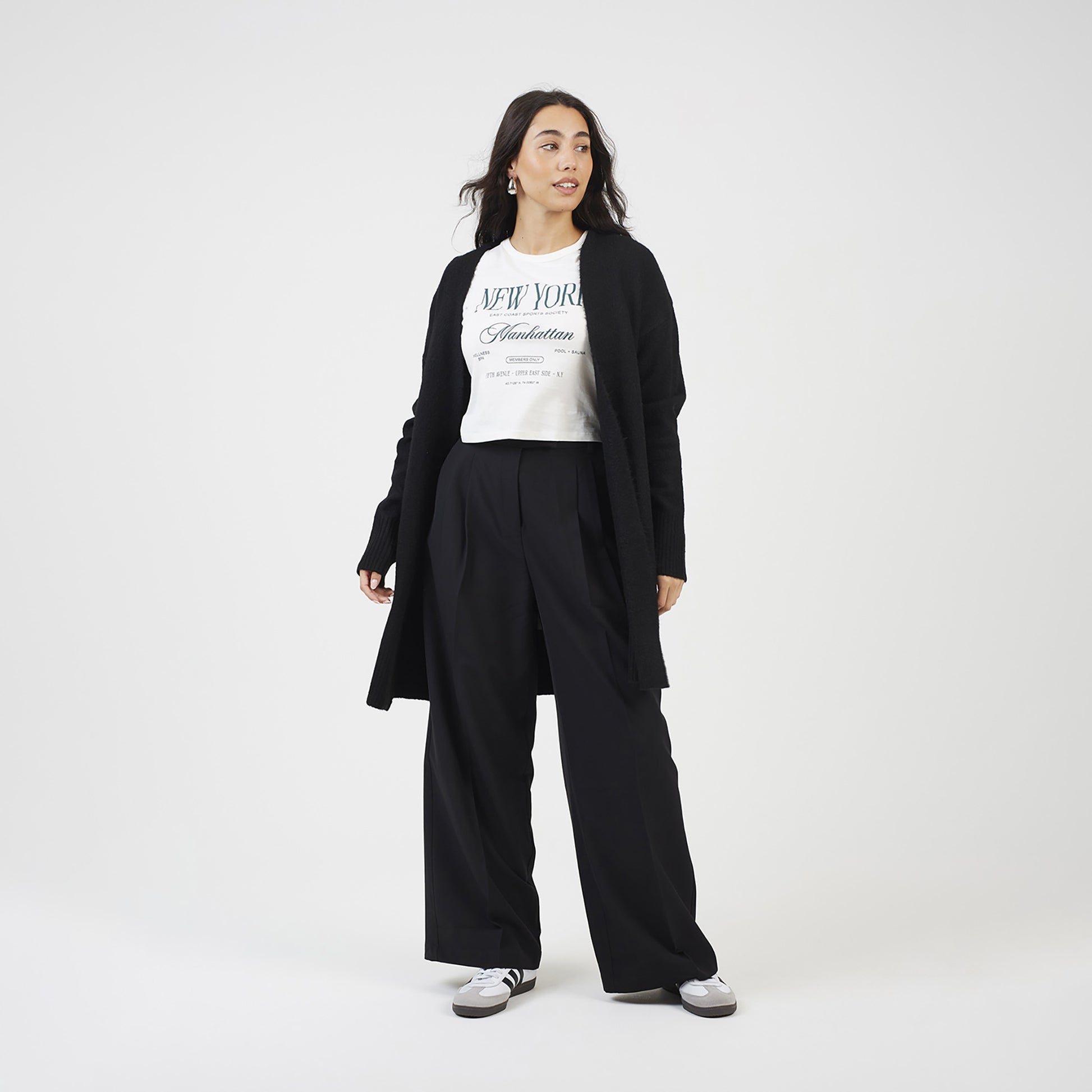 Brave Soul Black Longline Dropped Shoulder Cardigan - Black Image 3
