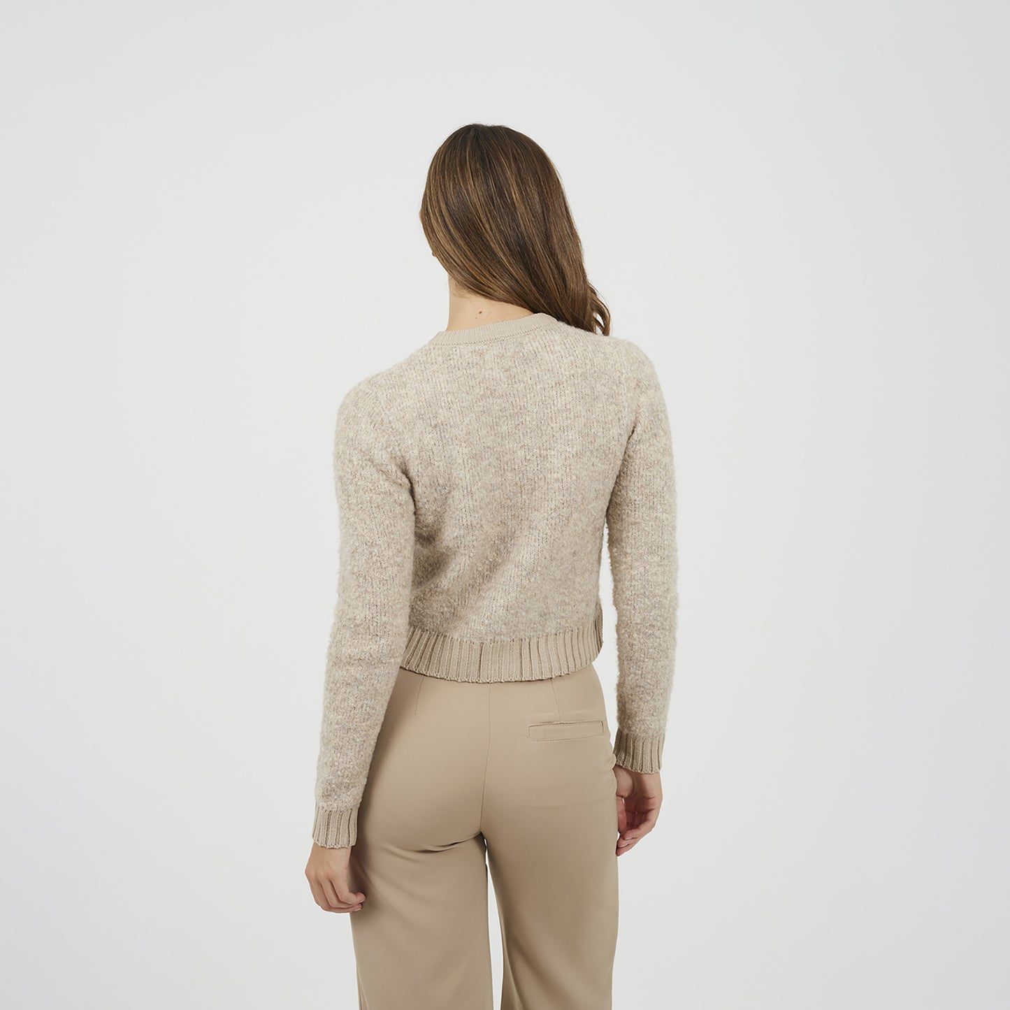 Brave Soul Beige Button Through Boucle Cardigan - Beige Image 2
