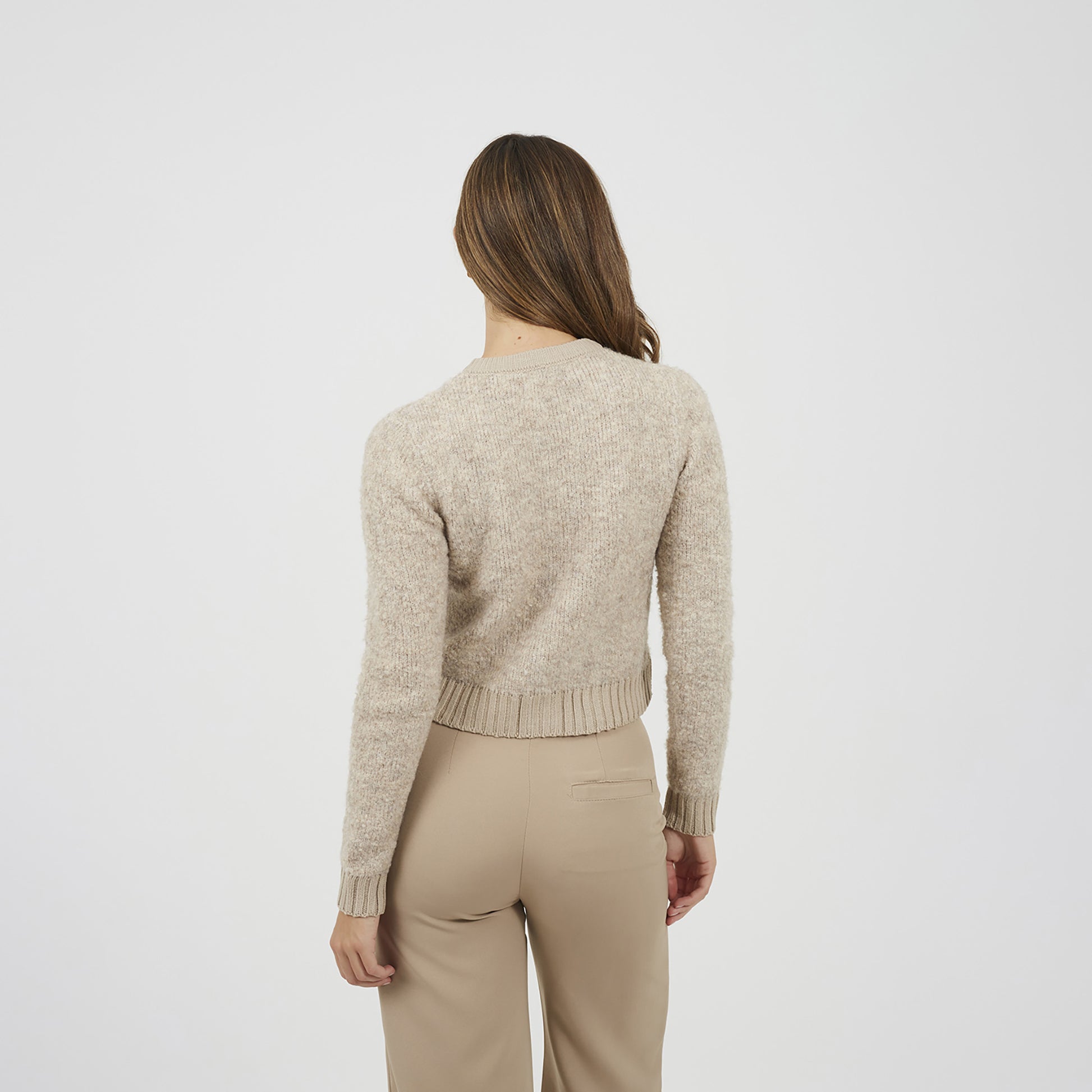 Brave Soul Beige Button Through Boucle Cardigan - Beige Image 2