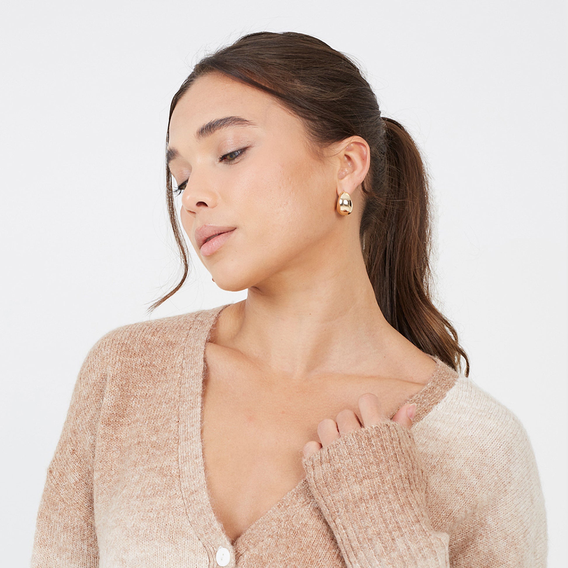 Brave Soul Tan Button Through Space Dye Cardigan - Tan Image 4