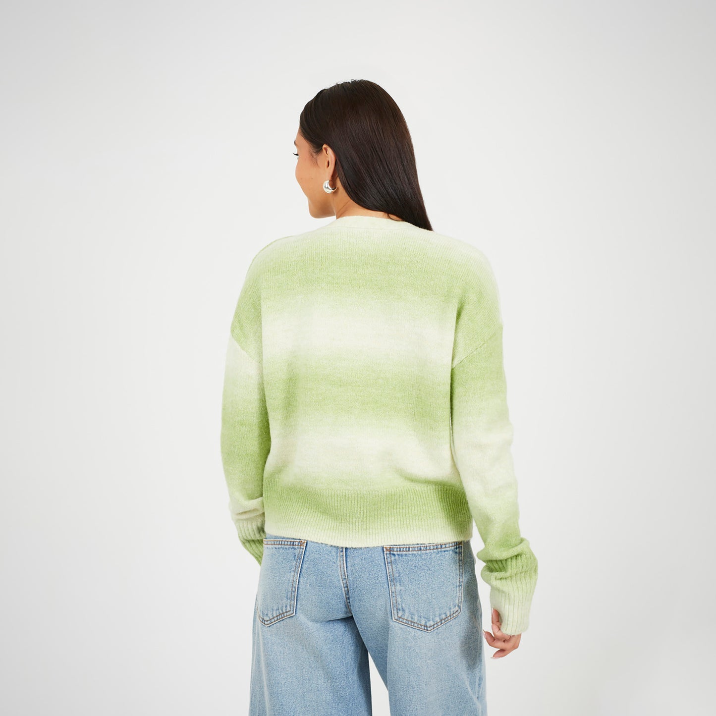 Brave Soul Green Button Through Space Dye Cardigan - Green Image 2