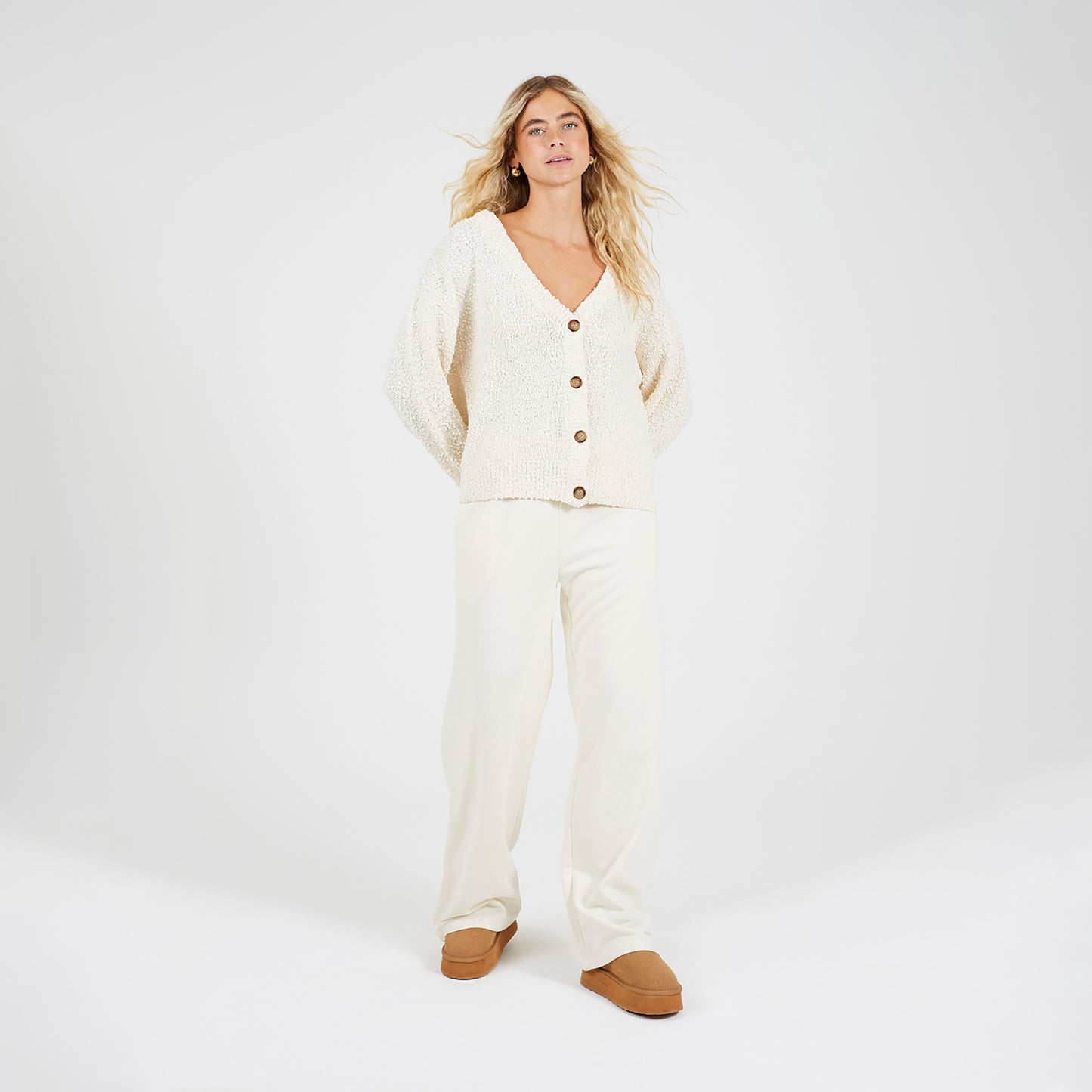 Brave Soul Cream Textured Knit Cardigan - Cream Image 3