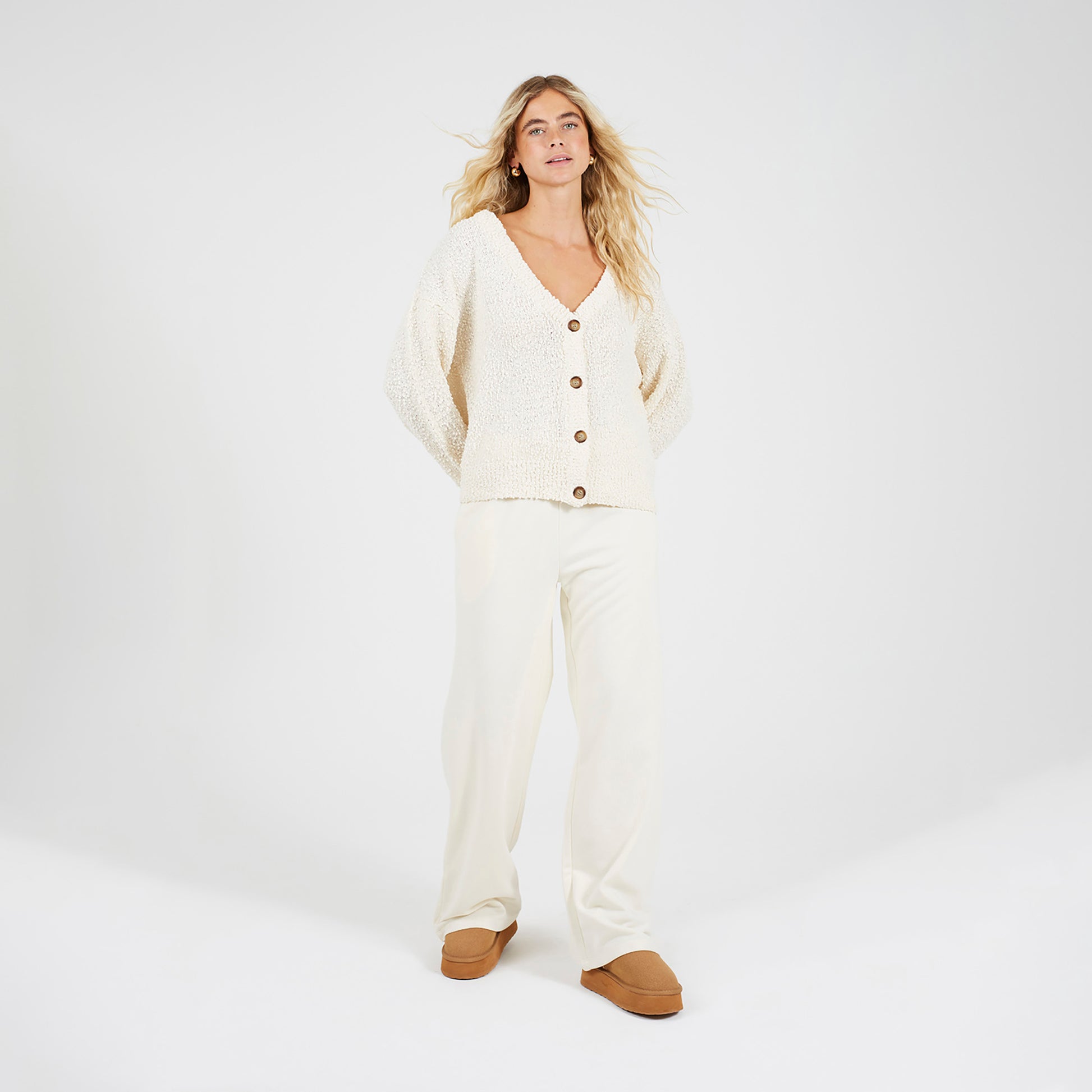 Brave Soul Cream Textured Knit Cardigan - Cream Image 3
