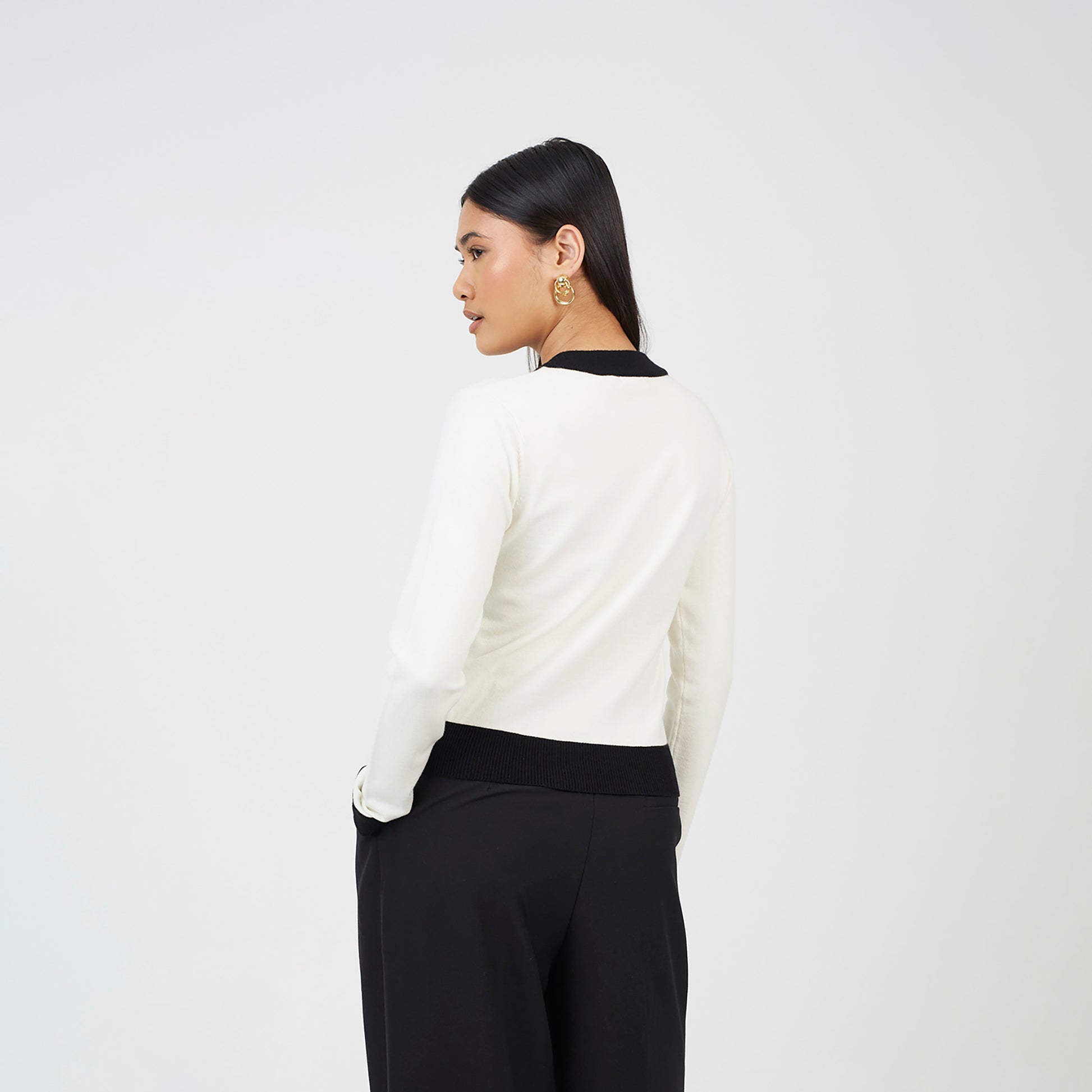 Brave Soul Cream Classic Round Neck Cardigan - Cream Image 2