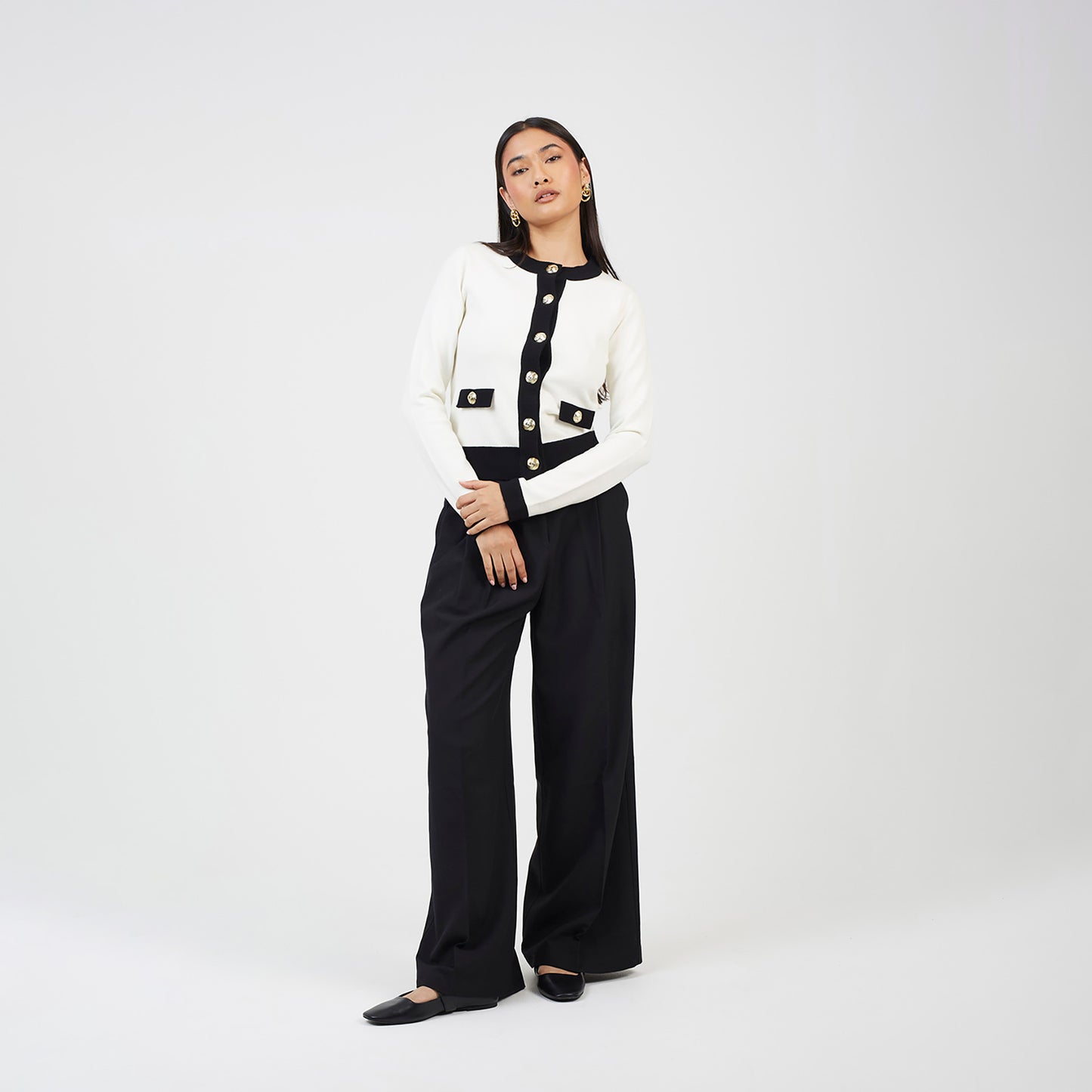 Brave Soul Cream Classic Round Neck Cardigan - Cream Image 3