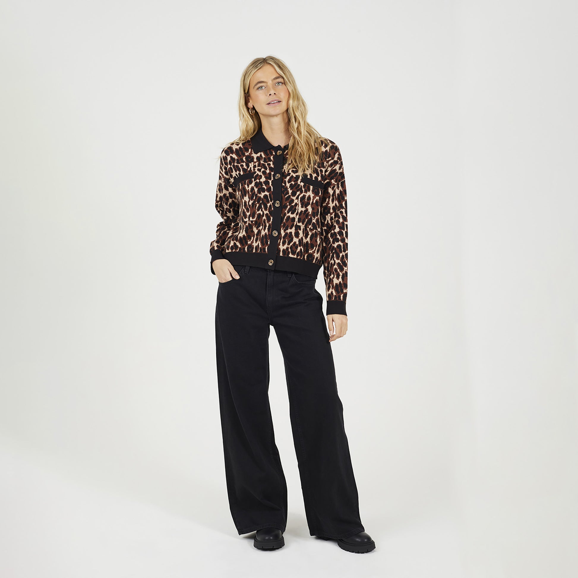 Brave Soul Brown Animal Printed Knitted Cardigan - Brown Image 3