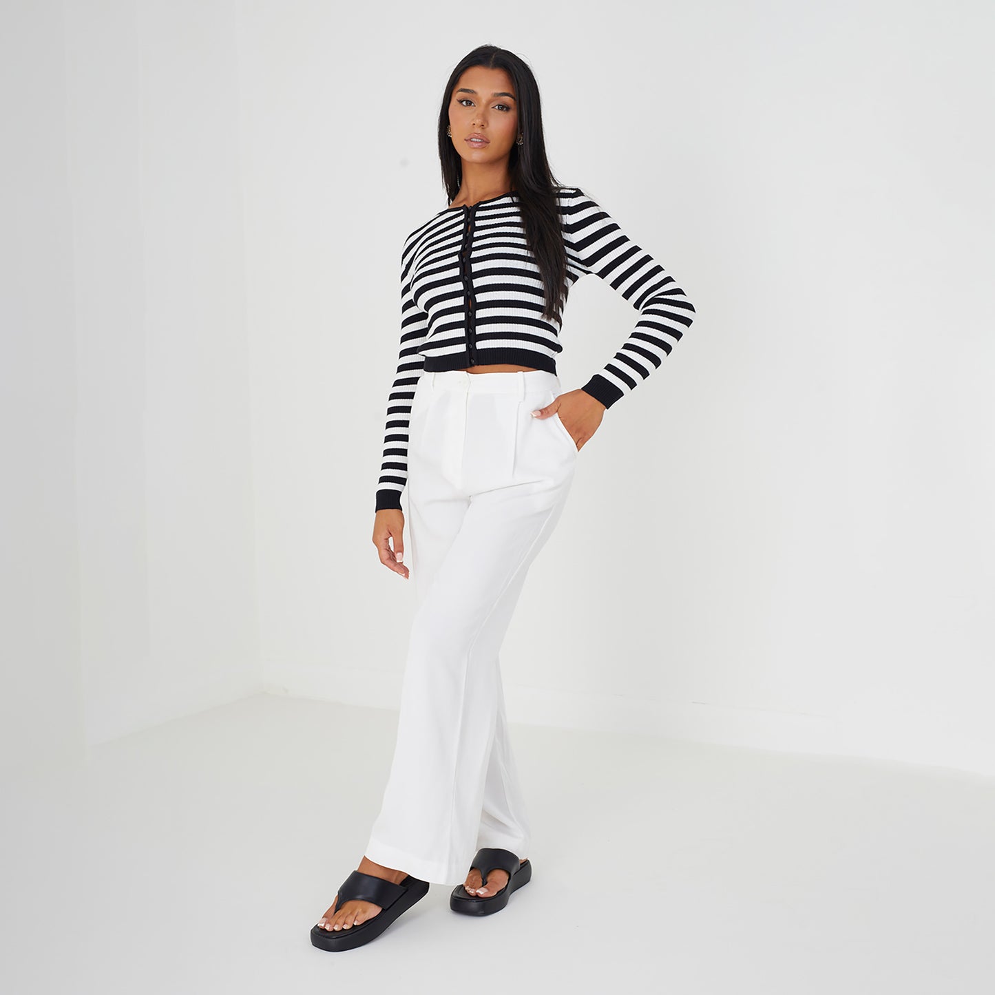 Brave Soul Ivory Ribbed Knitted Cardigan - Ivory Image 3