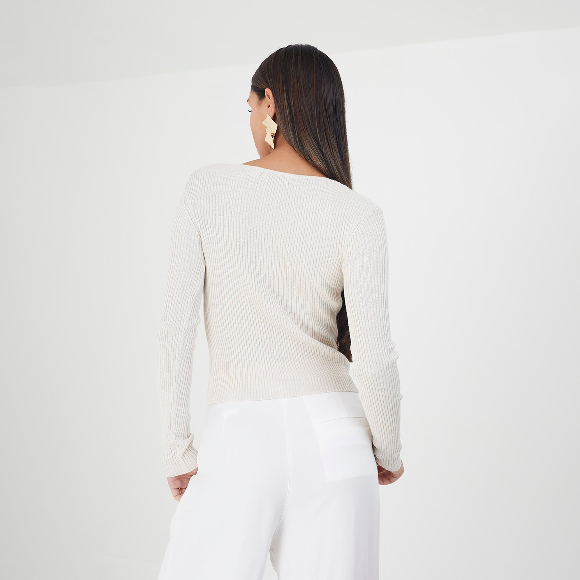 Brave Soul Stone Ribbed Knitted V-Neck Cardigan - Stone Image 2