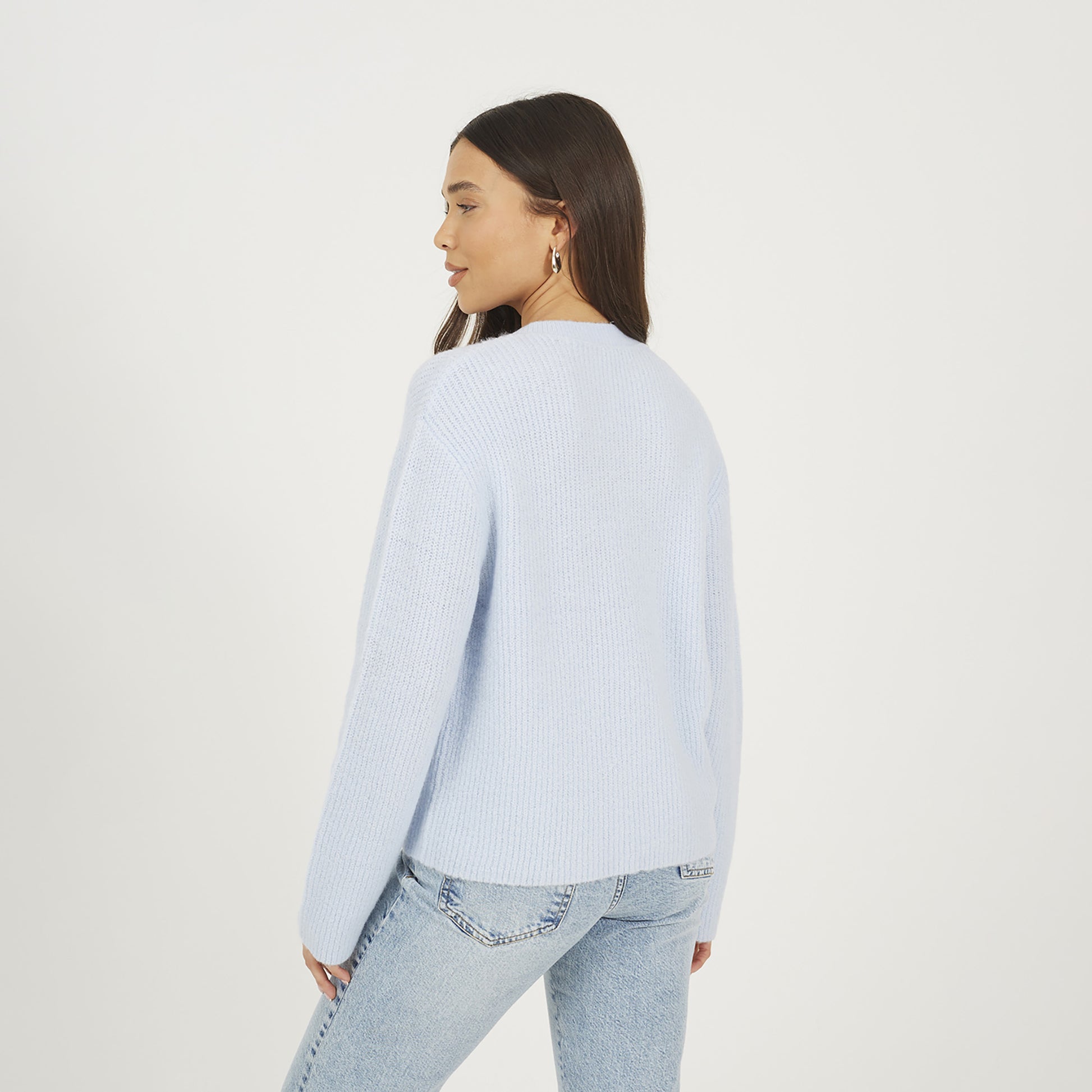 Brave Soul Blue Tie Fastening Fisherman Knit Cardigan - Blue Image 2