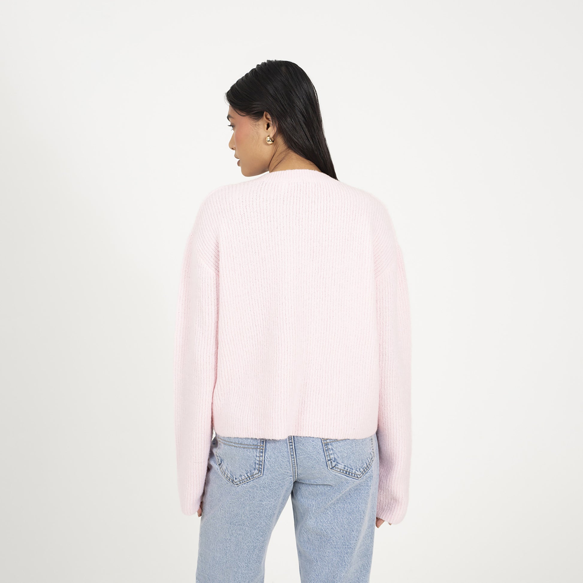Brave Soul Pink Tie Fastening Fisherman Knit Cardigan - Pink Image 2