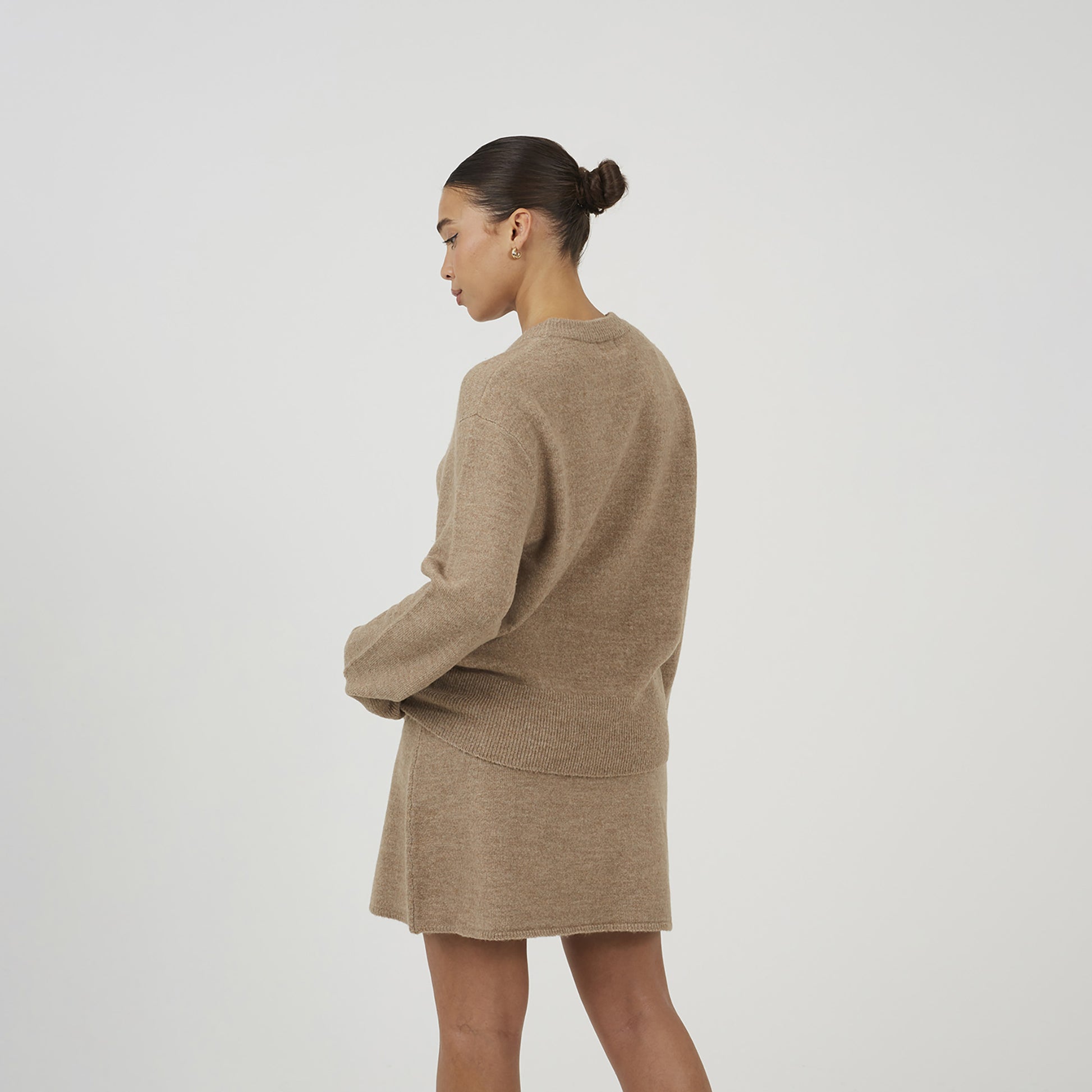 Brave Soul Taupe Knitted Jumper and Mini Skirt Set - Taupe Image 2