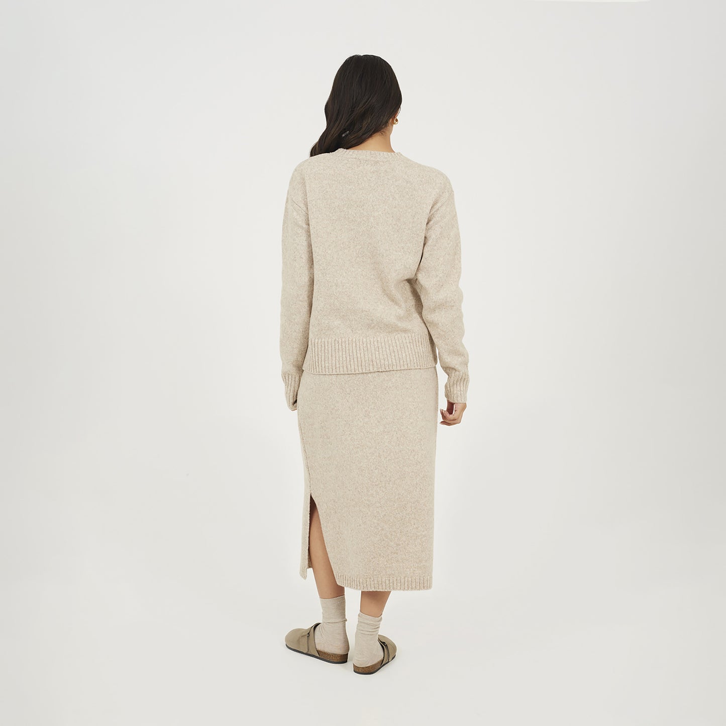 Brave Soul Light Beige Knitted Jumper and Midi Skirt Set - Light Beige Image 2