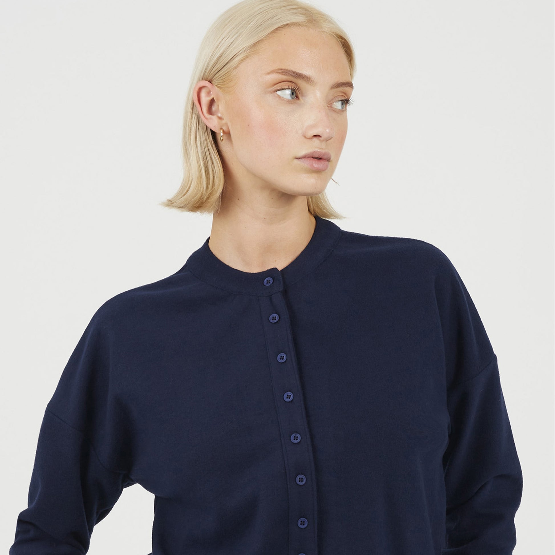 Brave Soul Navy Long Sleeve Button Down Top - Navy Image 4