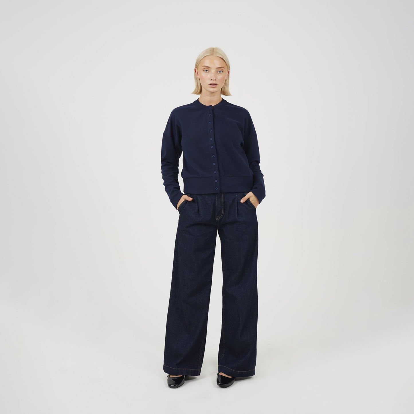 Brave Soul Navy Long Sleeve Button Down Top - Navy Image 3