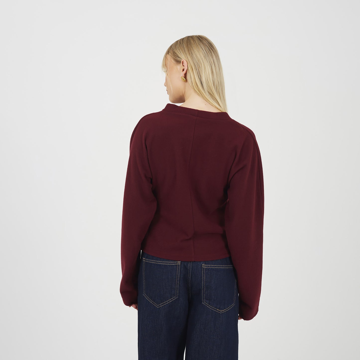 Brave Soul Burgundy Long Sleeve Button Down Top With Pleats - Burgundy Image 2
