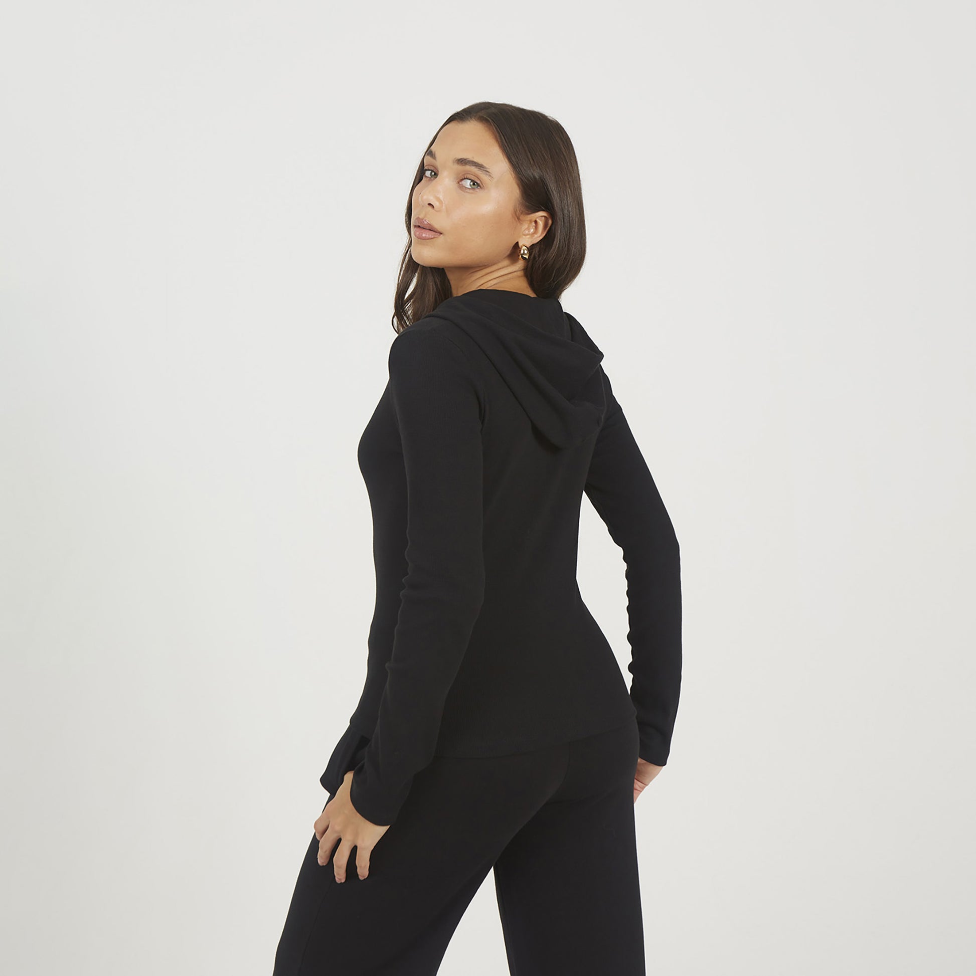 Brave Soul Black Long Sleeve Zip Through Hoodie Top - Black Image 2