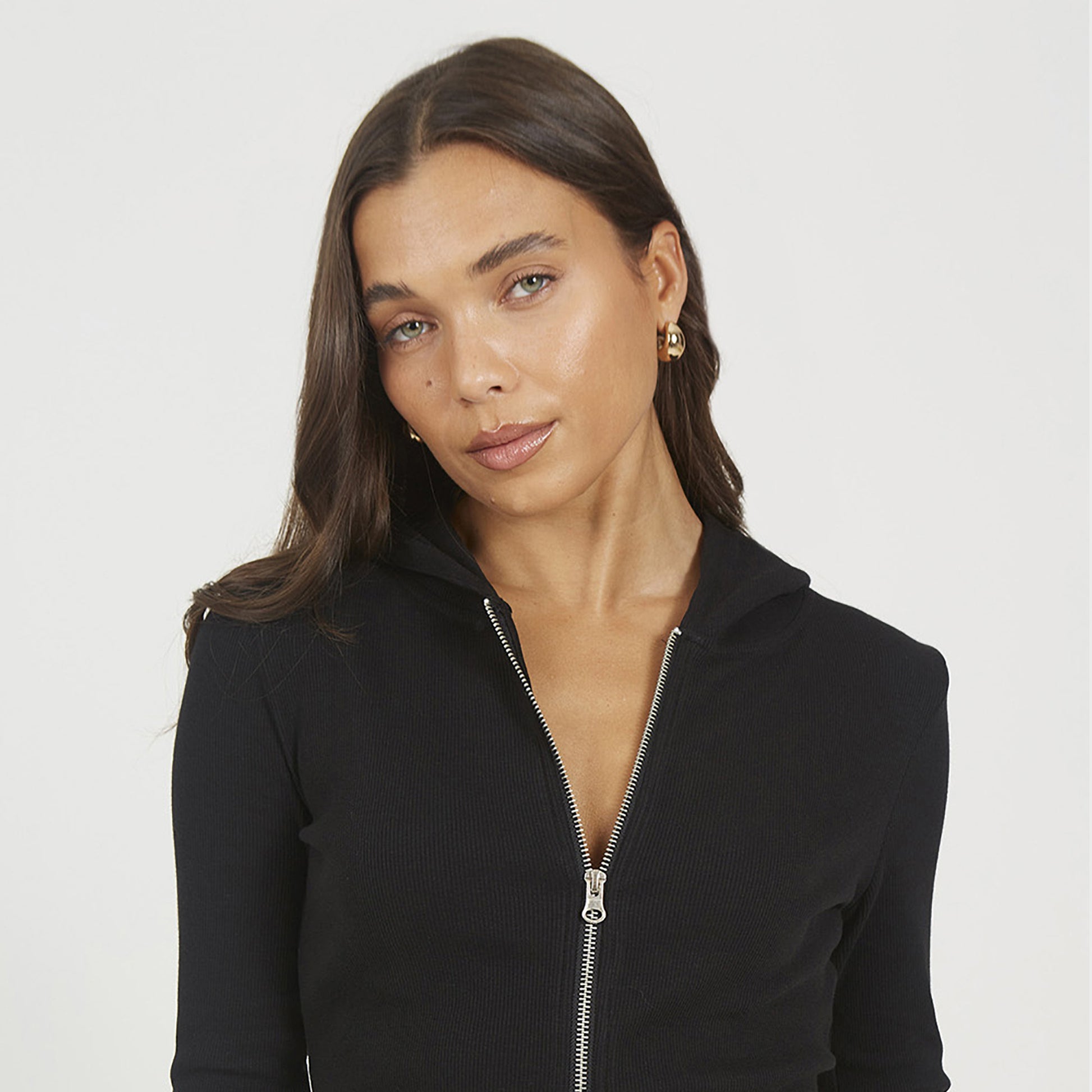 Brave Soul Black Long Sleeve Zip Through Hoodie Top - Black Image 4